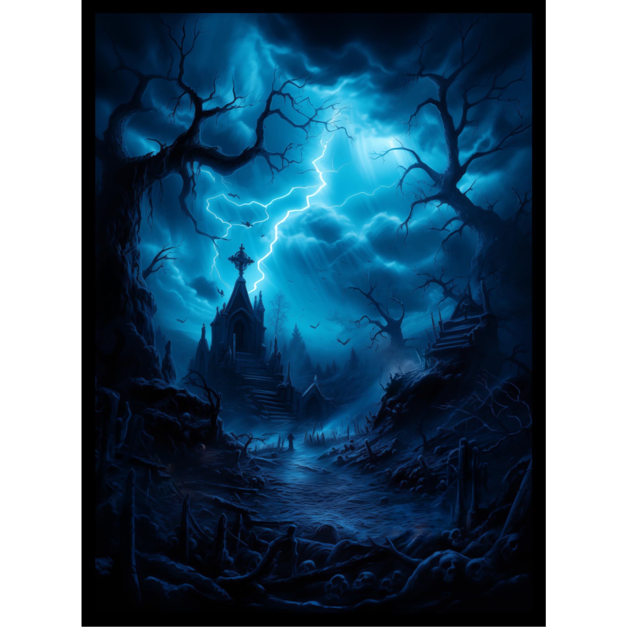 Premium Matte TCG/MTG Card Sleeves (105 Count) - Blue & Black Graveyard Theme | Durable Protection for Trading Card Games | Perfect for MTG, Yu-Gi-Oh, and Pokemon Collectors