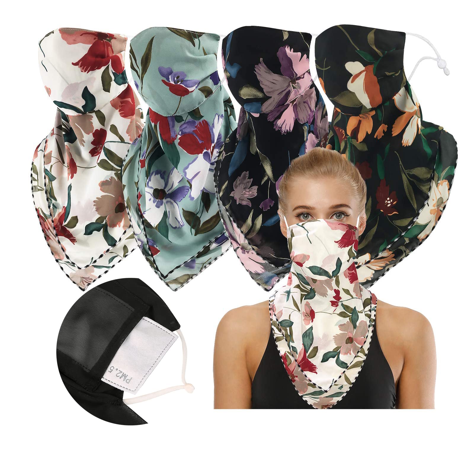 4 or 6 Pack Women's Chiffon Face Scarf - UV Protection Neck Gaiter & Balaclava Mask for Outdoor, Hiking, Cycling and Sun Protection