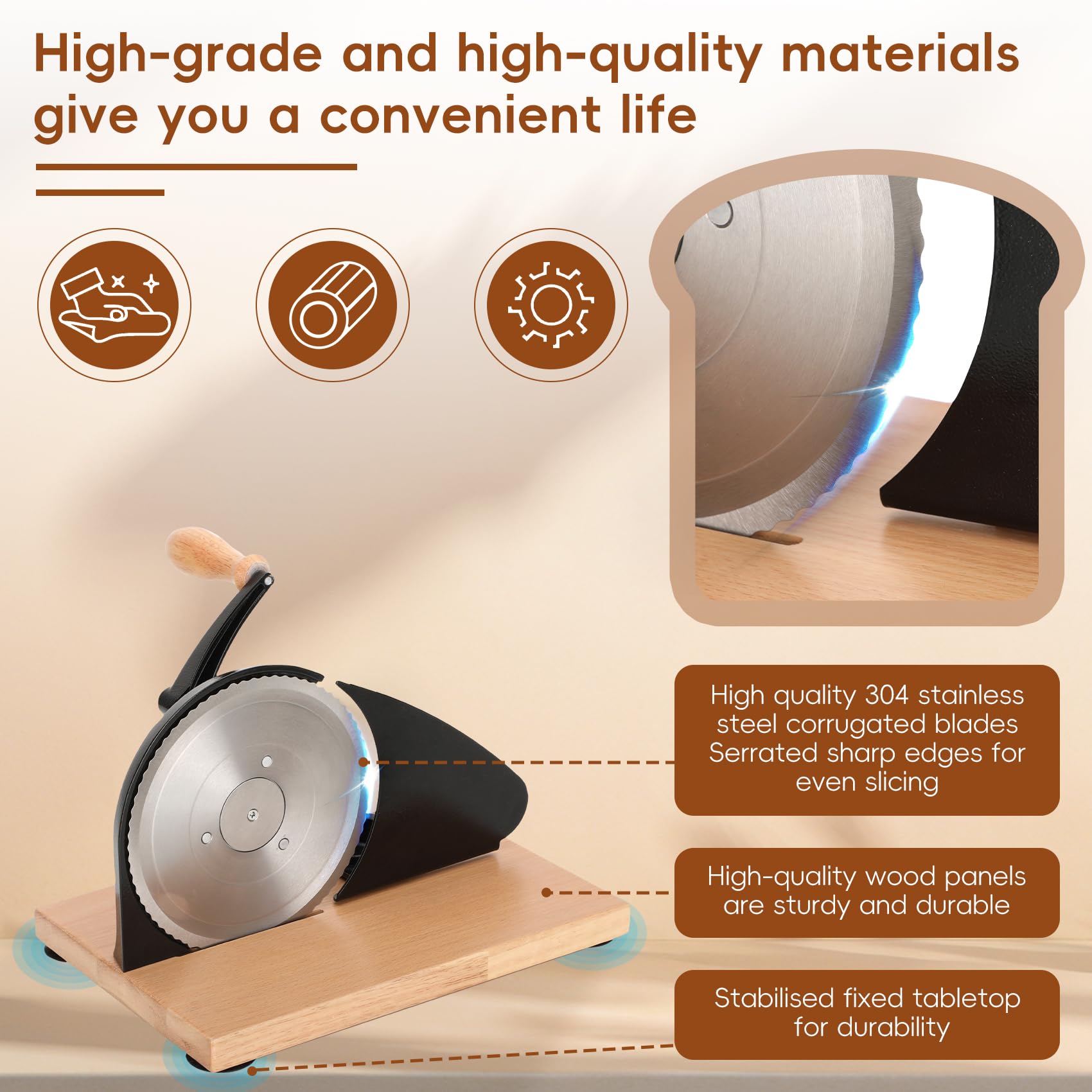 Adjustable Thickness Manual Bread Slicer with Hand Crank - Easy to Clean for Homemade Bread - Strong Suction Base for Stable Slicing - Perfect for Kitchens, Bakeries, and Home Baking Enthusiasts