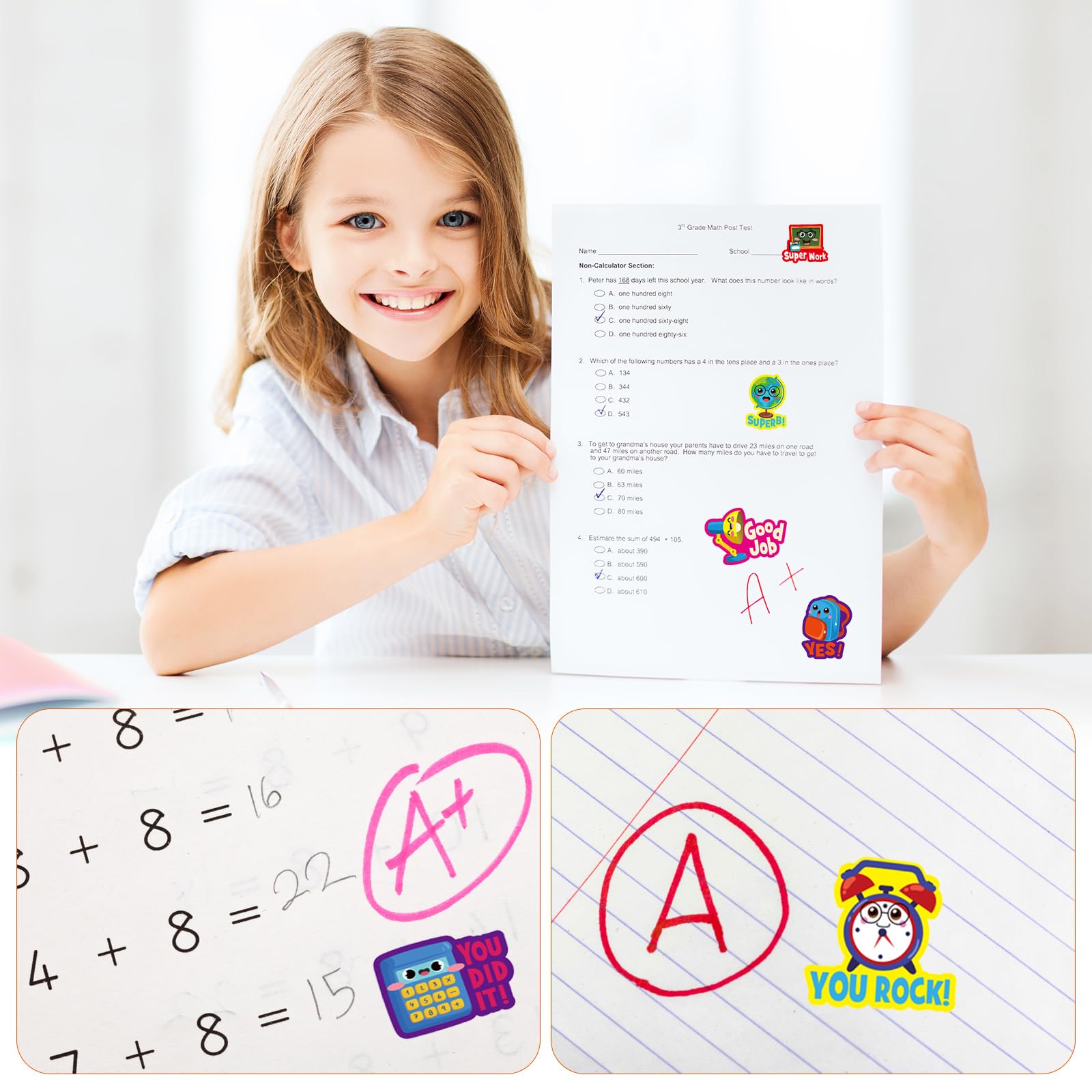 400-Piece Back to School Stickers Set - First Day of School Teacher Reward Stickers, Cute Classroom Decorations & Teacher Supplies for Kids, Homework, Tests, Assignments - Perfect for Kindergarten Parties, Student Incentives & Classroom Activities