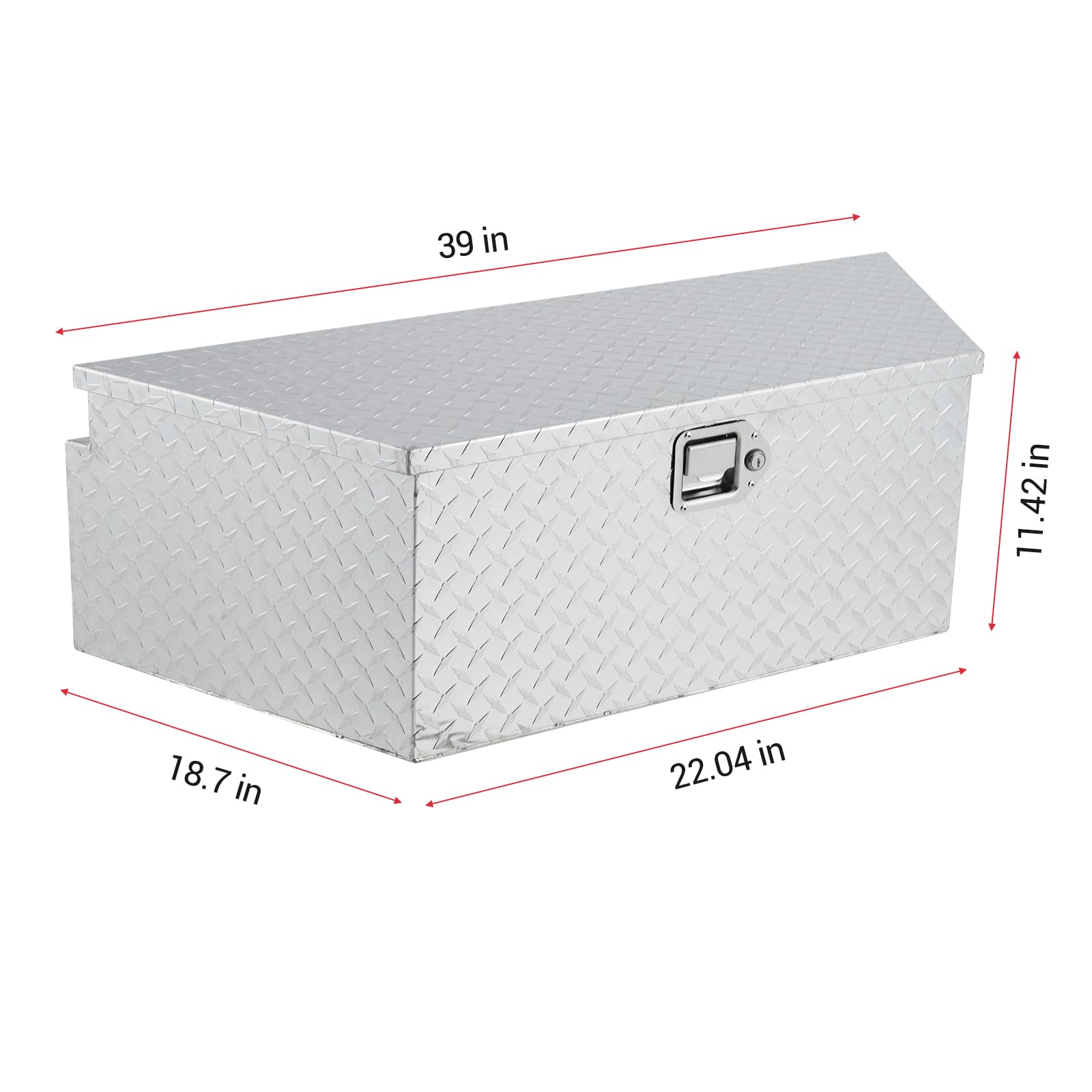 GARVEE 39 Inch Heavy Duty Aluminum Trailer Tongue Tool Box with Lock & Keys - Diamond Plate Storage Box, Waterproof Pickup Truck Bed & RV Trailer Accessory for Secure Outdoor Gear Storage (Silver)