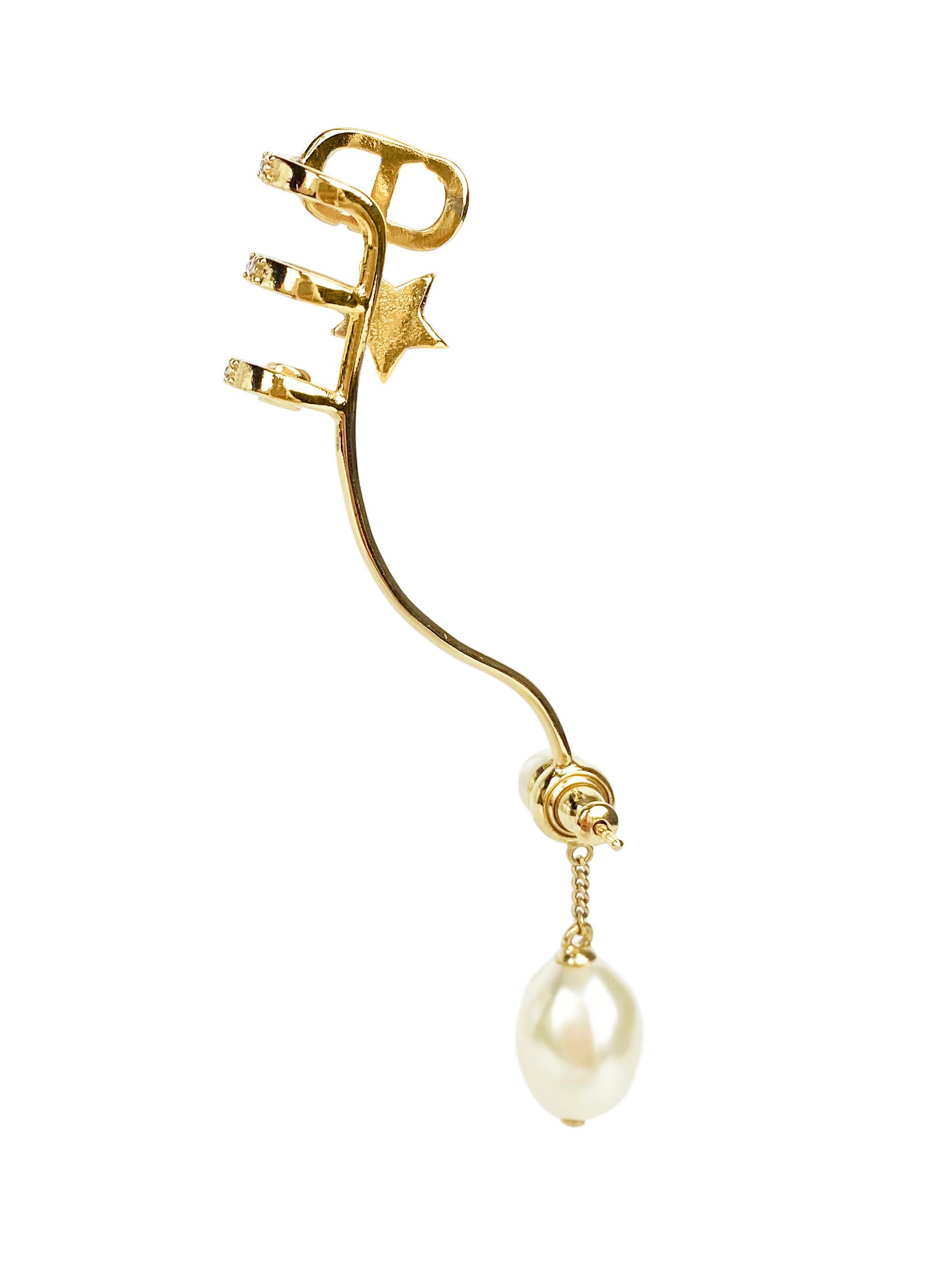 Dior CD Pearl Ear Cuff Earrings for Women - Luxury Fashion Jewelry for Parties, Weddings & Special Occasions