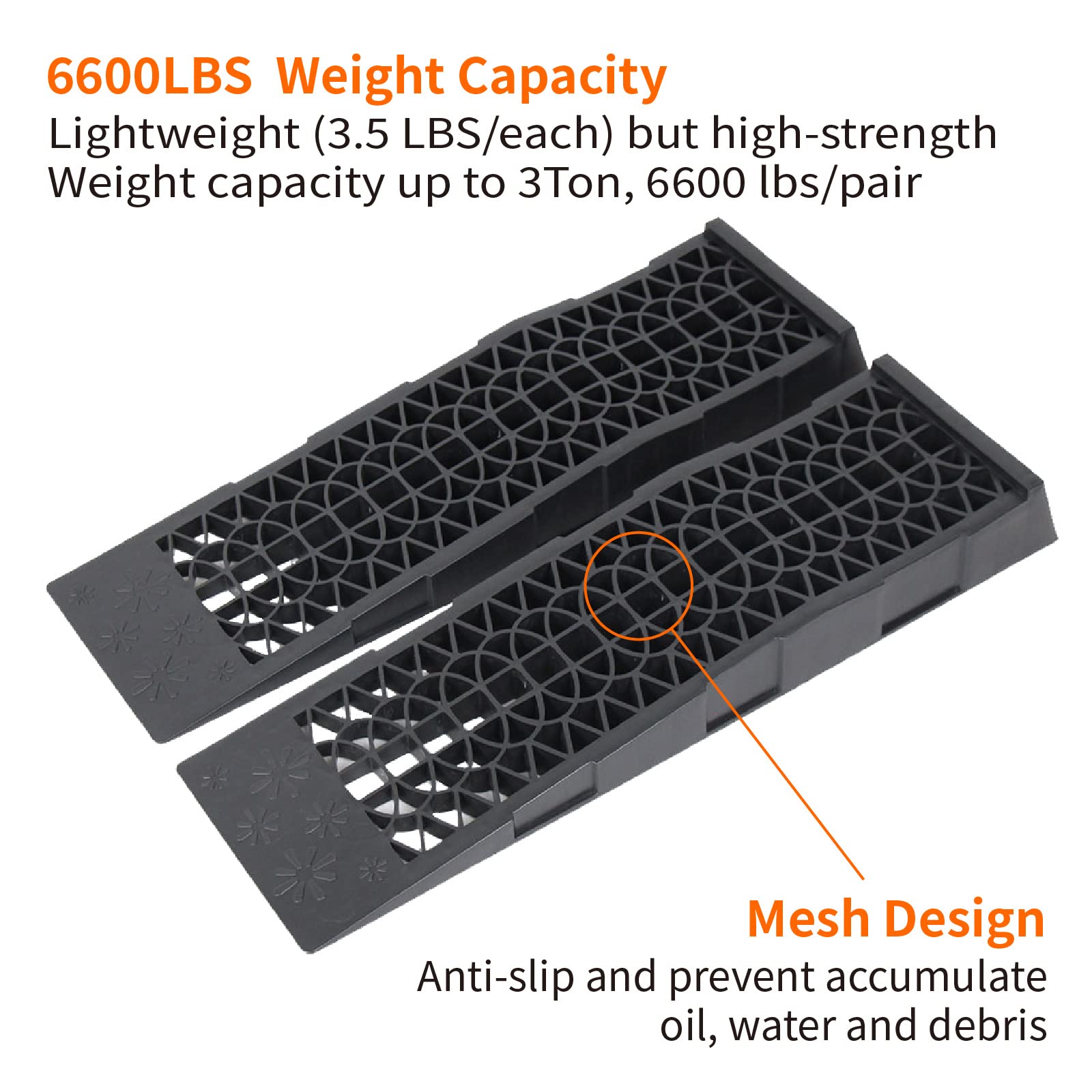 Low Profile Car Service Ramps with Anti-Slip Pads - 2.5 Inch Lifting Height (4 Pack) - Portable Vehicle Maintenance Ramps for Lowered Cars, Sports Cars & Racing Vehicles - Perfect for Oil Changes, Tire Rotations & Underbody Work