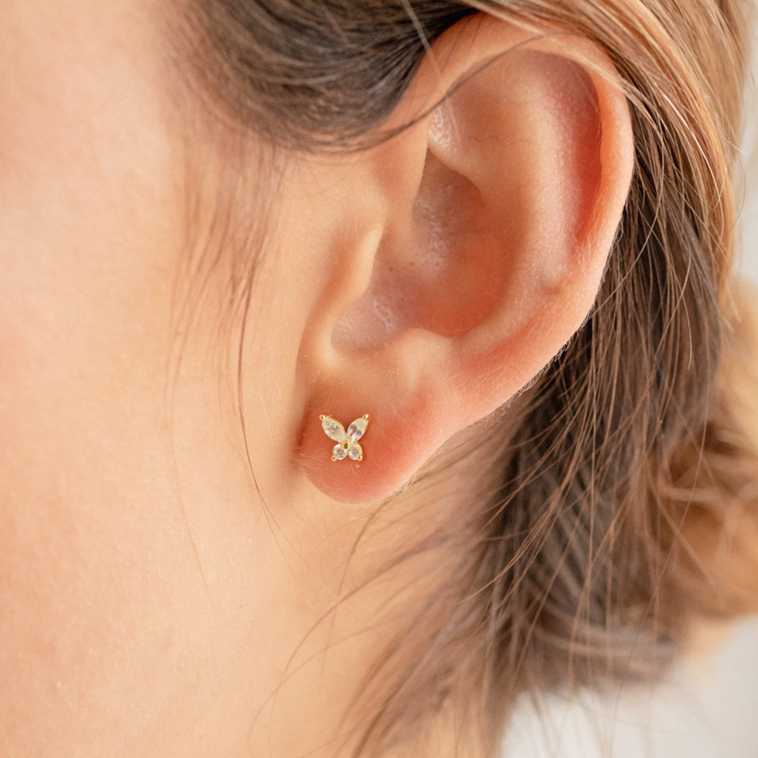 3 Pairs 14K Gold Plated Hoop Earrings Set for Women - Dainty Stud, Dangle & Cartilage Huggie Earrings - Hypoallergenic Trendy Gold Jewelry Gifts for Her - Perfect for Everyday Wear, Parties & Special Occasions