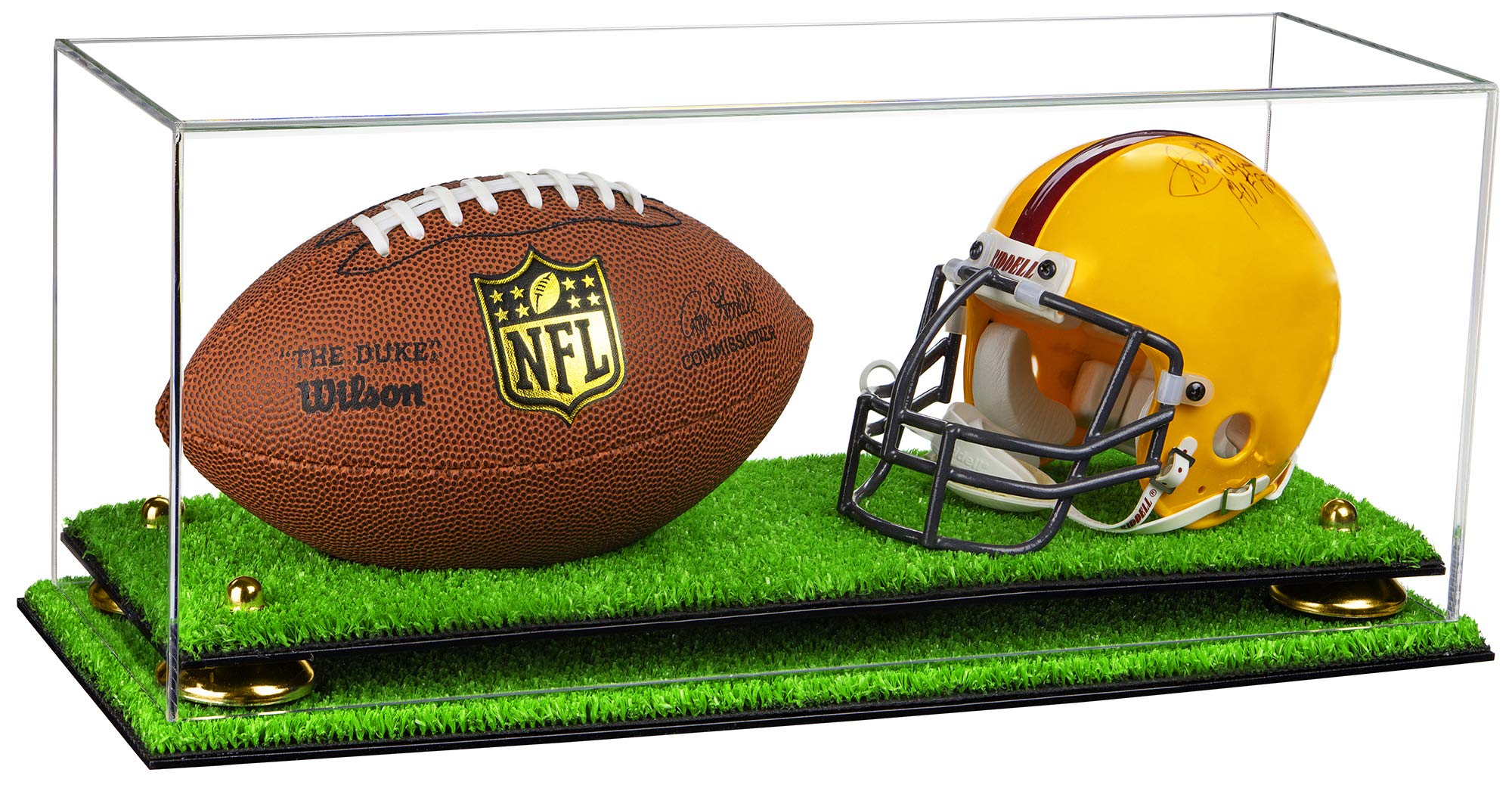 Acrylic Double Mini Football Helmet Display Case - Miniature Collectible Sports Memorabilia for NFL Fans (A019) | Perfect for Home Office Decor, Man Cave, and Sports Gift Ideas