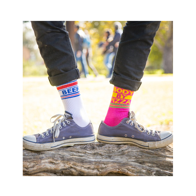 Body by Pizza Gym Socks - Premium Workout Socks for Men & Women - Moisture Wicking Athletic Socks for Running, Training & Fitness - Comfortable Non-Slip Performance Socks