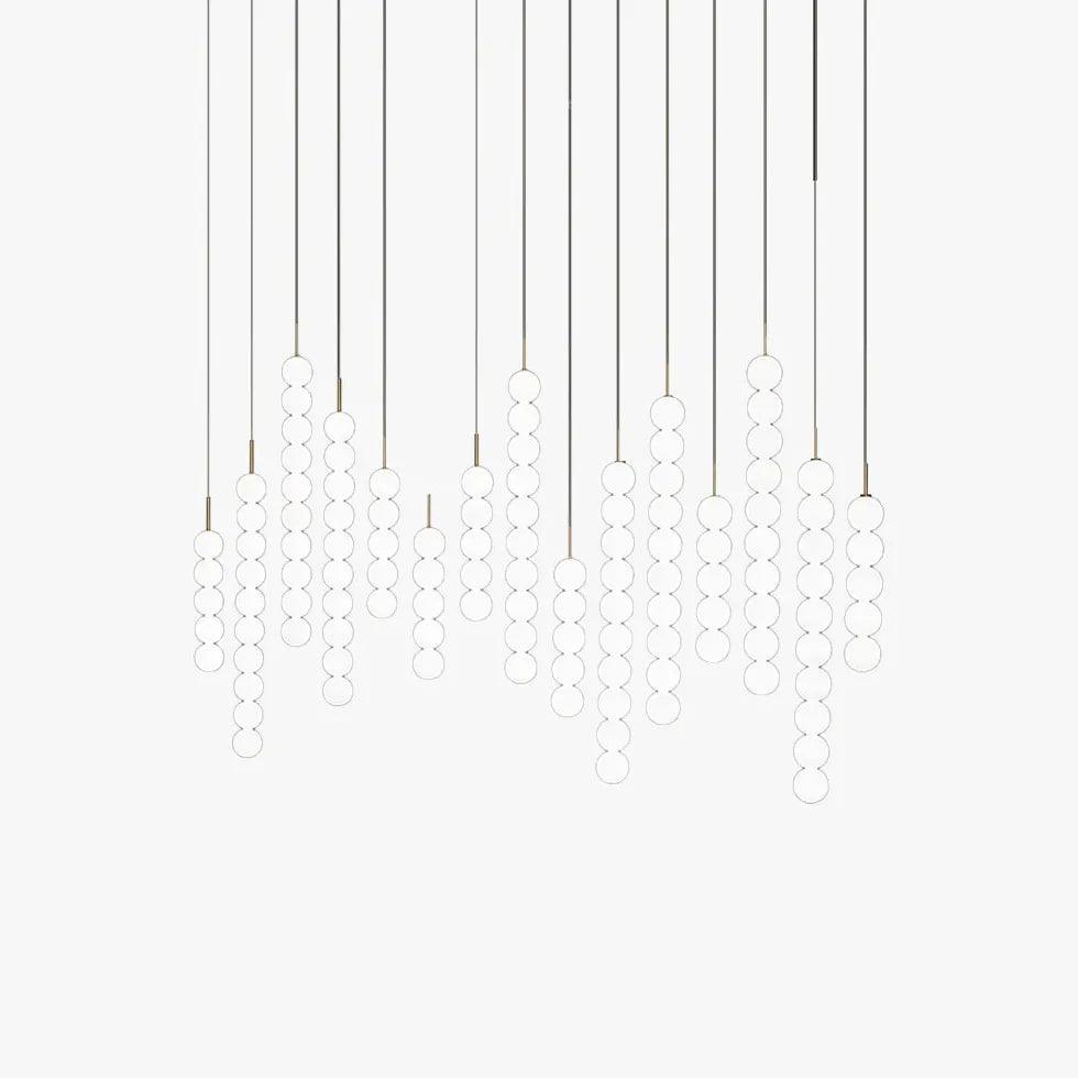 Modern White Pearl String Pendant Light - Elegant Ceiling Fixture for Living Room, Bedroom, and Dining Room Decor