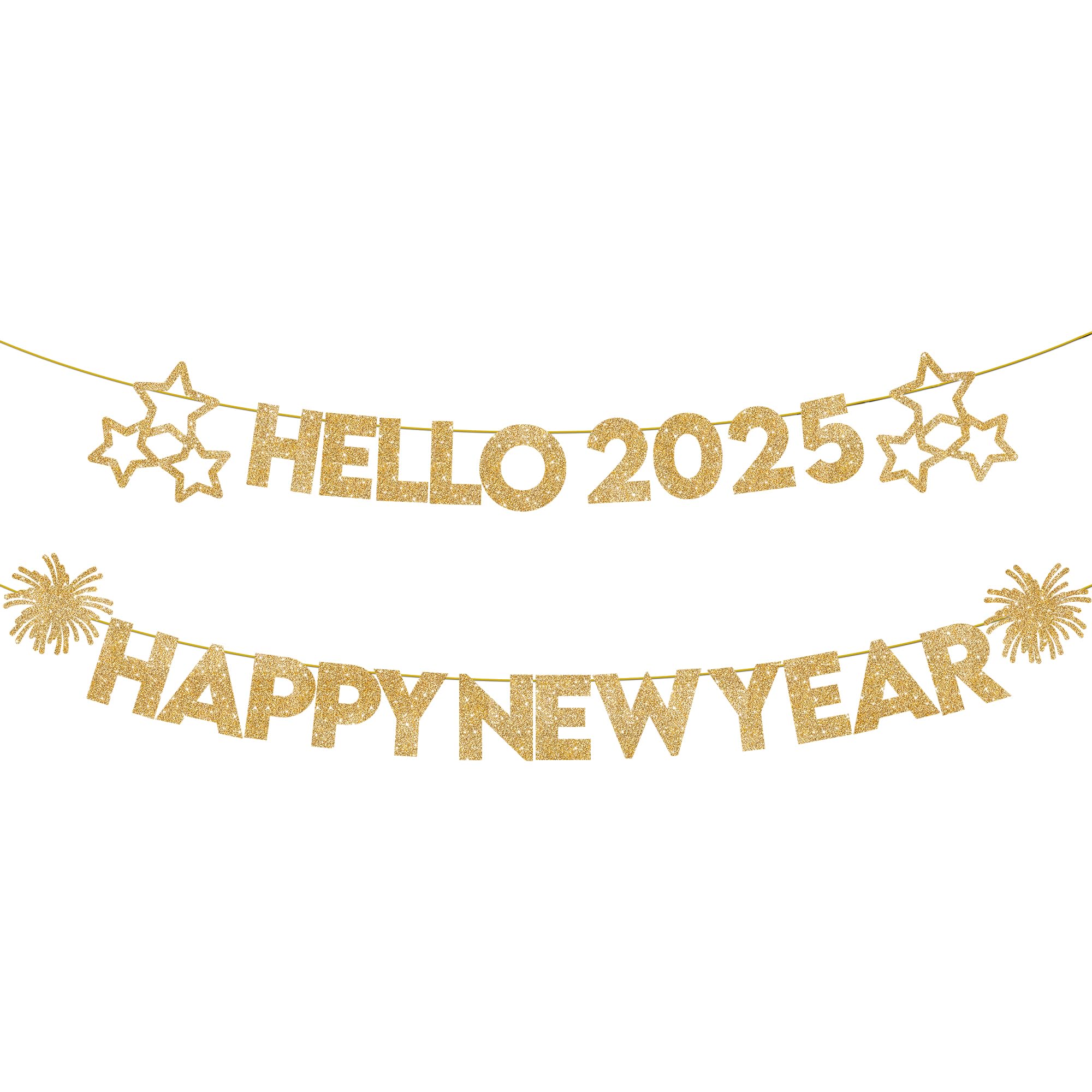 KatchOn 10ft Happy New Year 2025 Banner - No DIY Required | Premium NYE Party Decorations for 2025 New Year's Eve Celebration | Perfect for Home, Office & Holiday Party Decor | New Years Banner, NYE Decor 2025