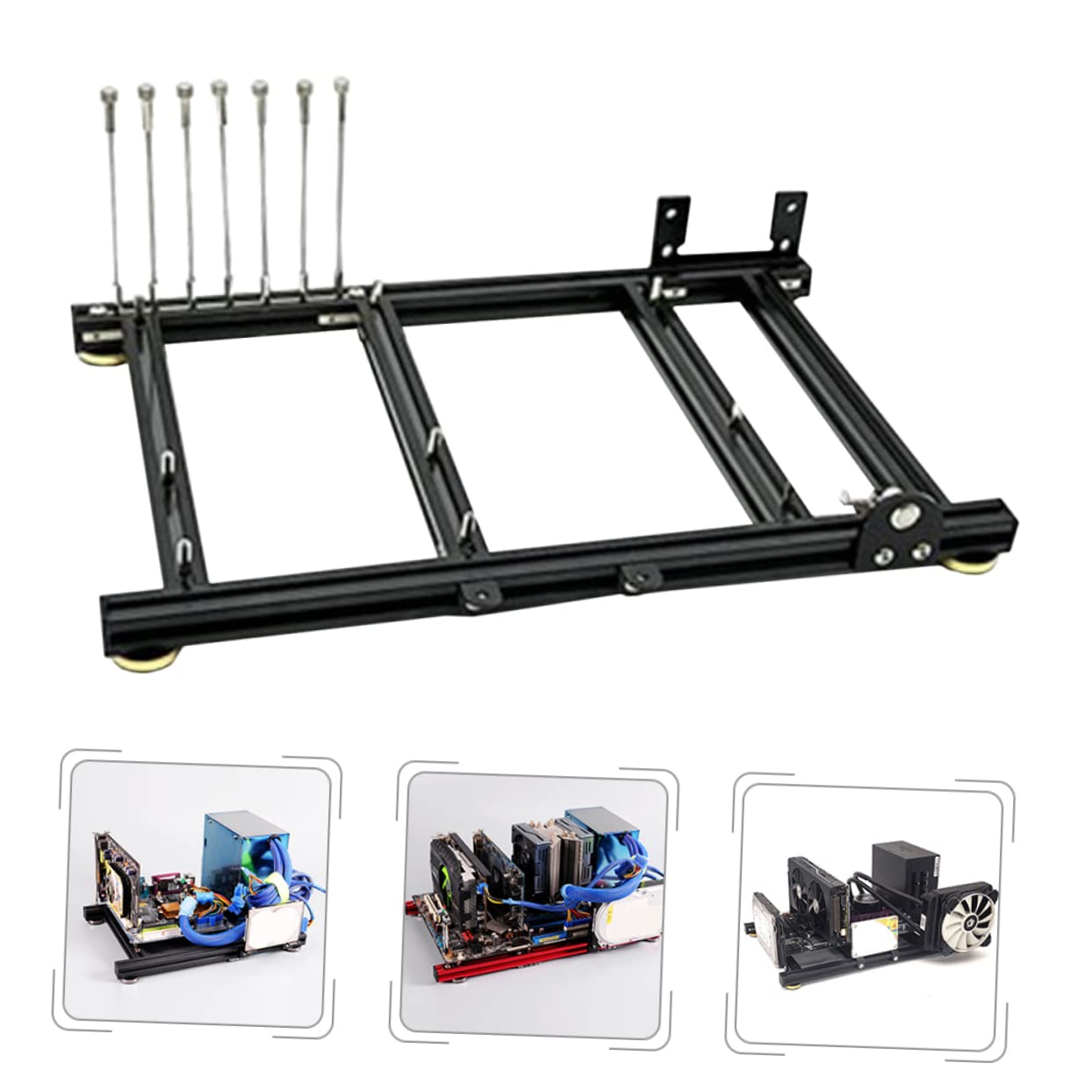 Hemobllo DIY Open Air Motherboard Case - ATX Computer Chassis with GPU Bracket for PC Builds, Mining Rigs & Gaming Setups - Perfect for Custom PC, Cryptocurrency Mining, and Tech Enthusiasts