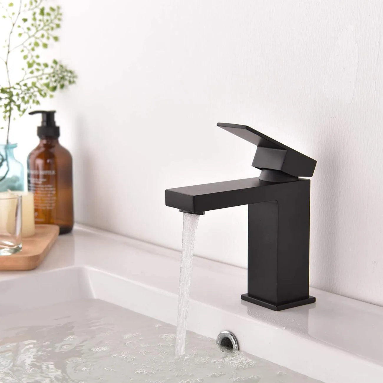 Premium Bathroom Sink Faucet B11123 - Modern Single Handle Waterfall Bathroom Faucet with High Arc Spout for Vanity, Powder Room & Guest Bathroom