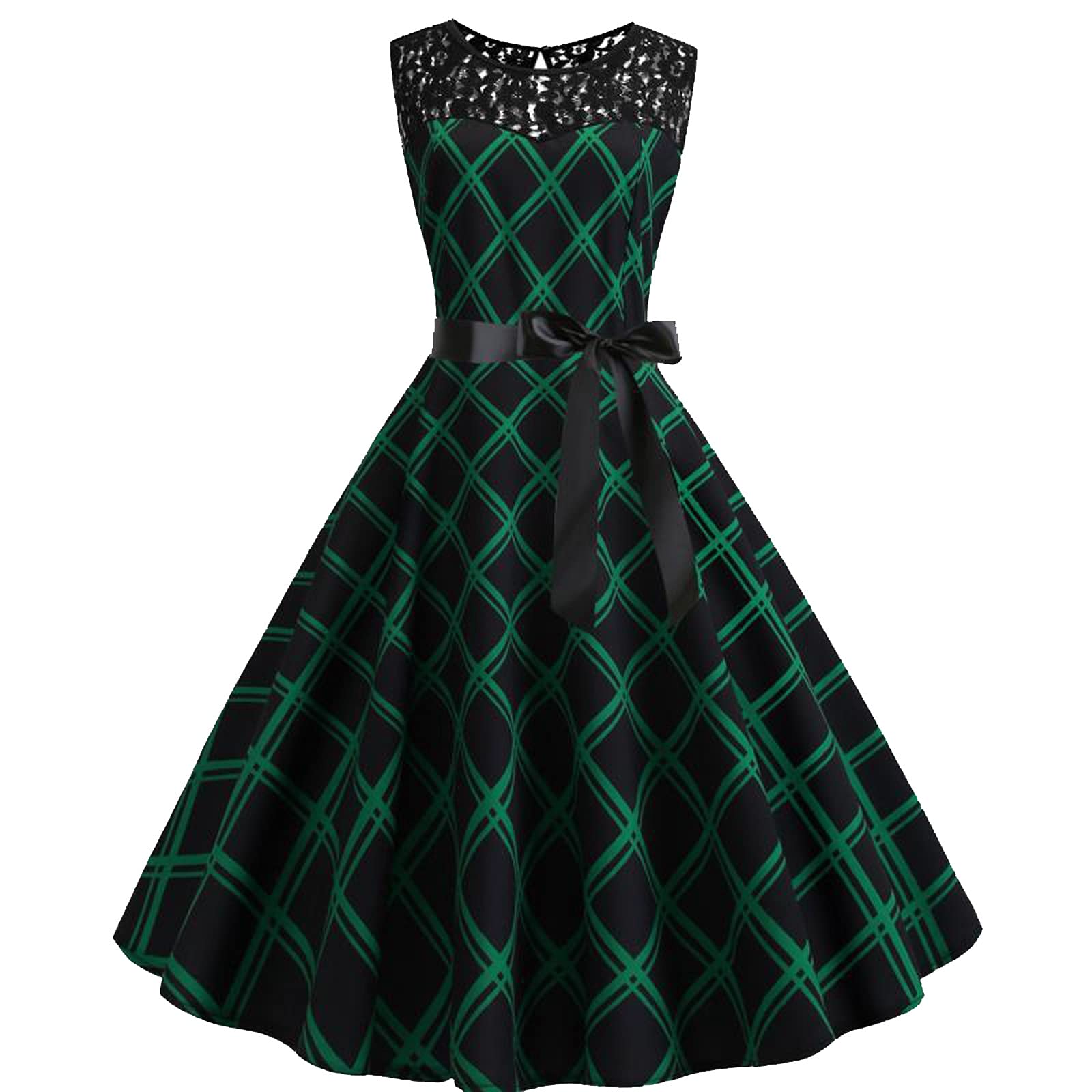 Vintage 1950s Women's Sexy Sleeveless A-Line Midi Dress - Retro Cocktail Party, Wedding Guest & Tea Party Prom Dress with Stripe Design | Perfect for Formal Events, Date Nights & Special Occasions