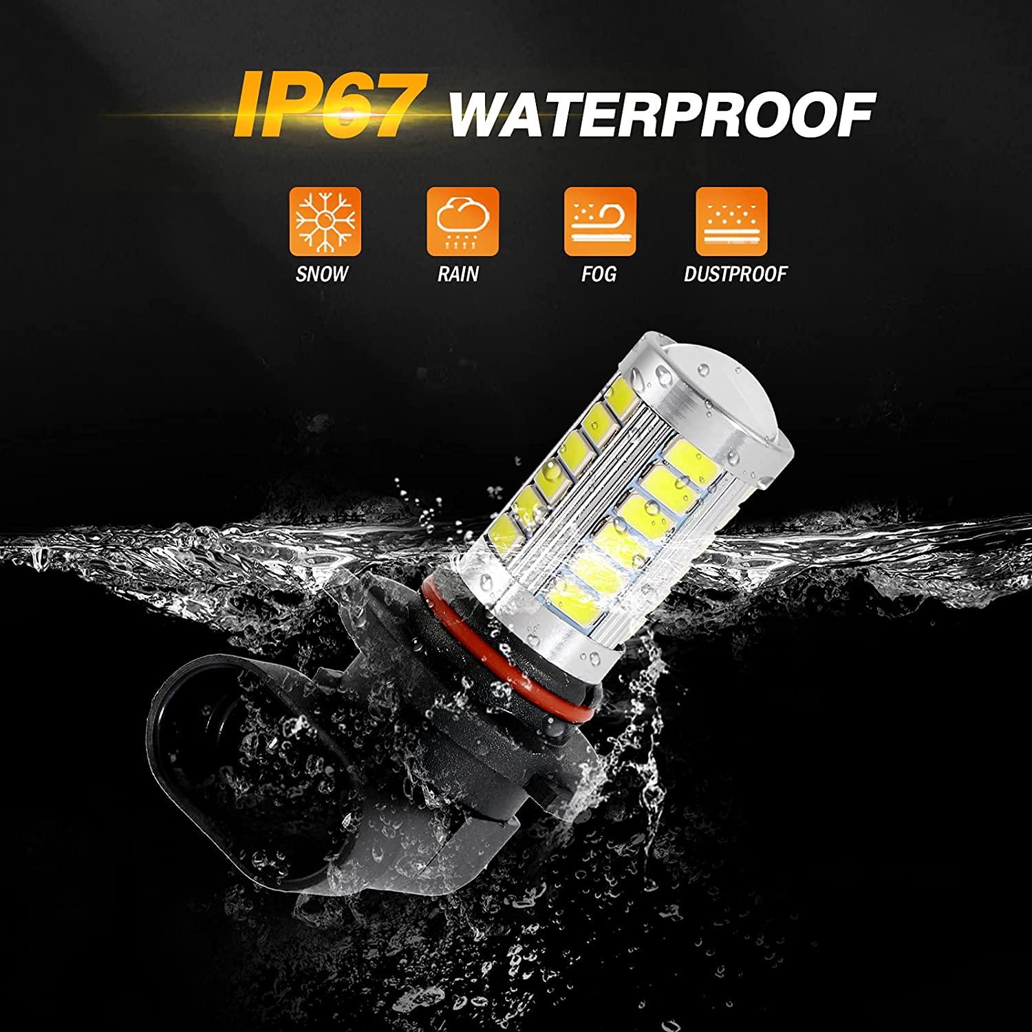 H10 9145 9140 HB3 LED Fog Light Bulbs - 50W 4000LM 6500K White 33LED Series (2 Pack) | DRL Compatible for Cars, Trucks & SUVs | High Visibility in Fog, Rain & Night Driving