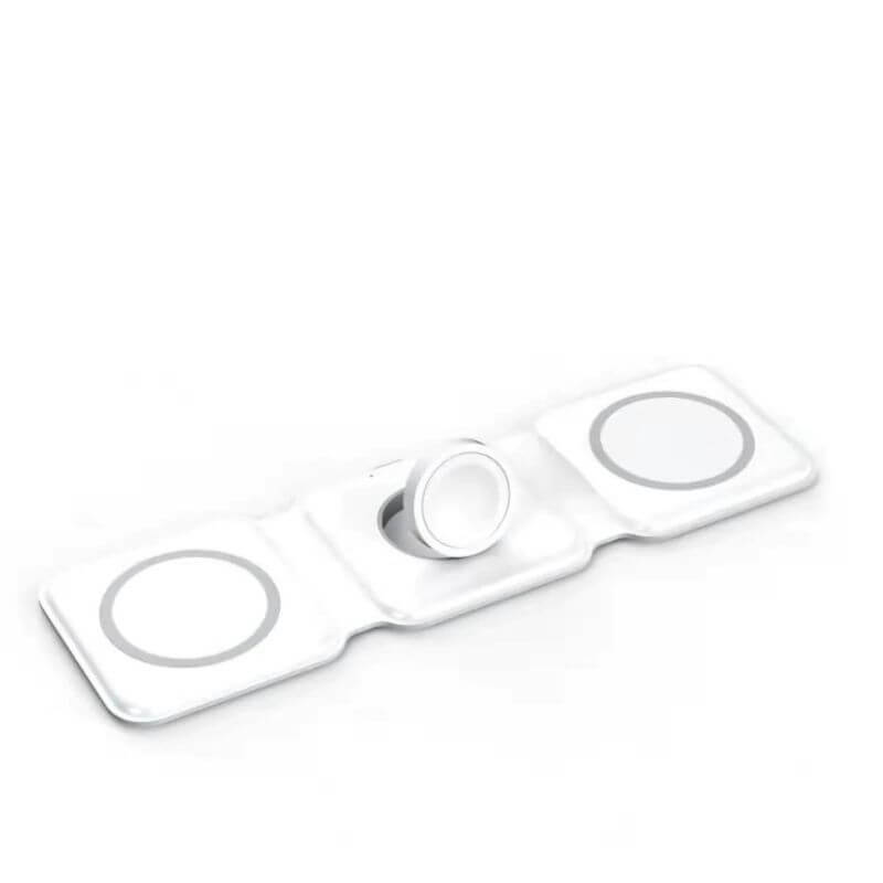 QDOS 3-in-1 Magnetic Wireless Charger Stand - Magsafe Compatible Fast Charging Station for iPhone 14/13/12, Apple Watch & AirPods - Perfect for Home, Office & Nightstand Charging