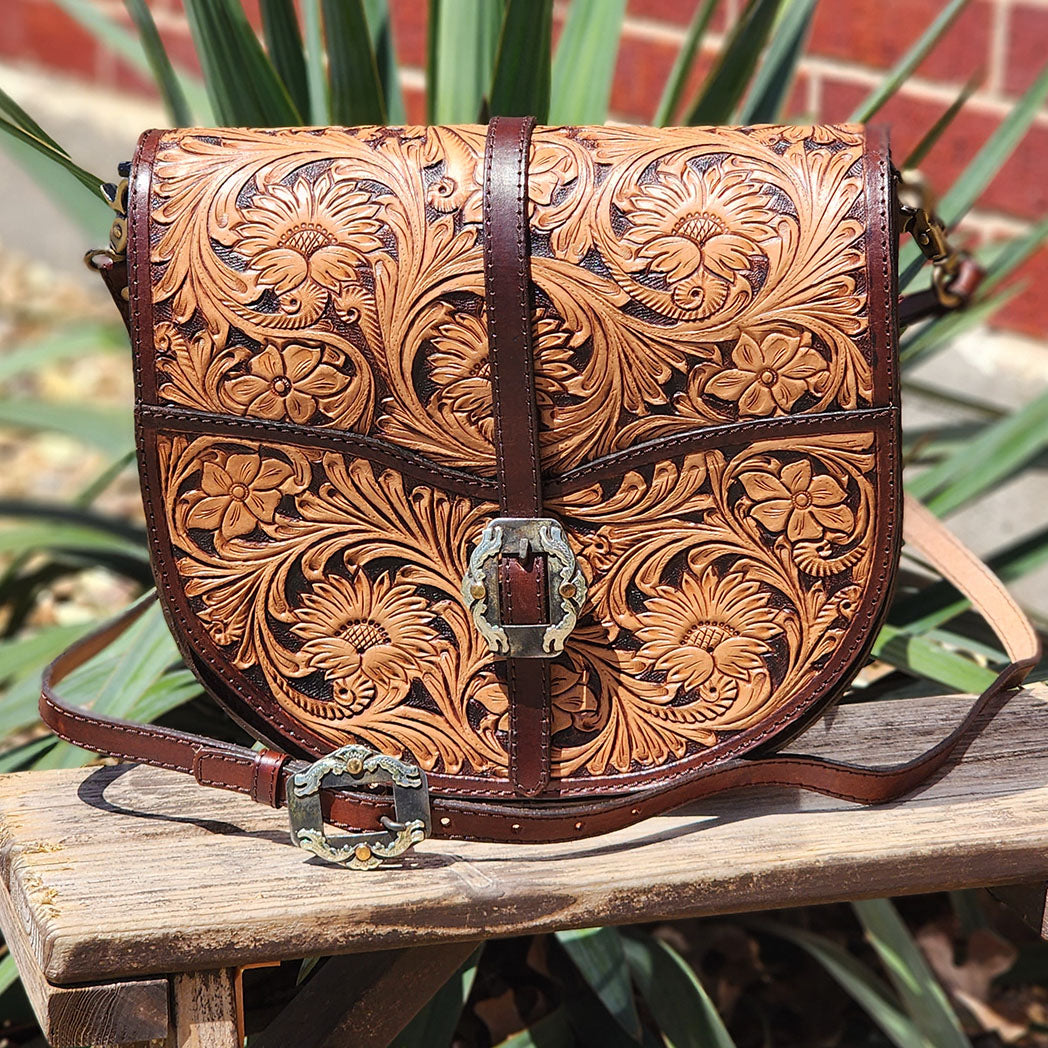 American Darling Genuine Tooled Leather Purse for Women - Vintage Western Handbag for Everyday Use & Special Occasions