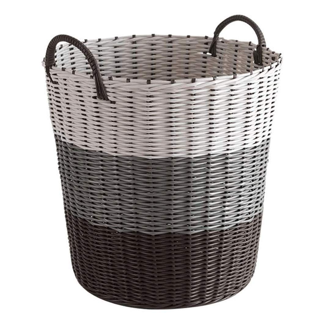 XL Woven Storage Basket with Handle - Baby Laundry Organizer for Blankets, Toys, Comforters & Cushions (32x43x42cm, Beige) | Nursery, Bedroom & Closet Storage Solution