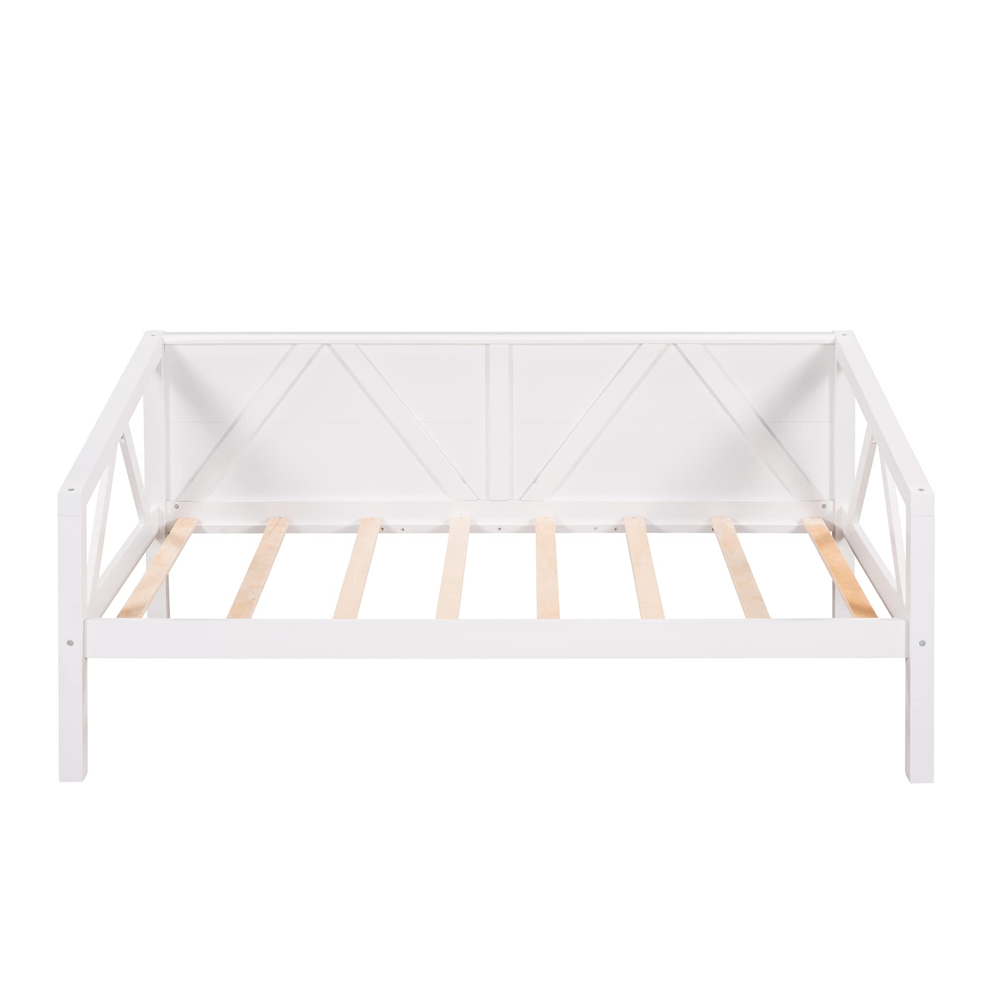 SOFTSEA Twin Daybed Frame - Sturdy Wooden Bed Frame with Wood Slats Support & Triangle Design | Perfect for Guest Room, Dorm, or Small Space Living