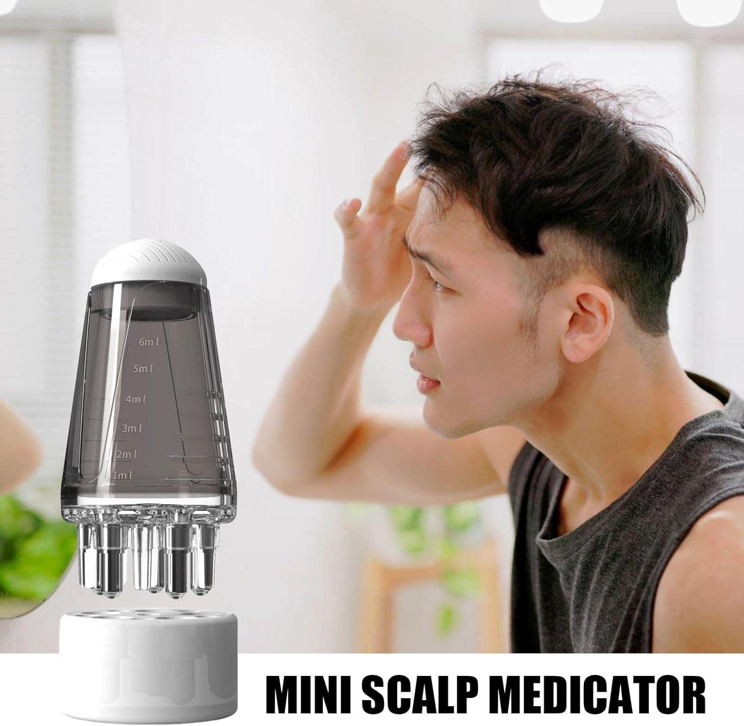 EARTHCONE Refillable 6ml Hair Oil Applicator Bottle with Roller Ball - Portable Hair Root Comb for Scalp Treatment, DIY Hair Care at Home & Travel (1 Piece) - Perfect for Hair Growth Serums, Essential Oils & Leave-in Treatments