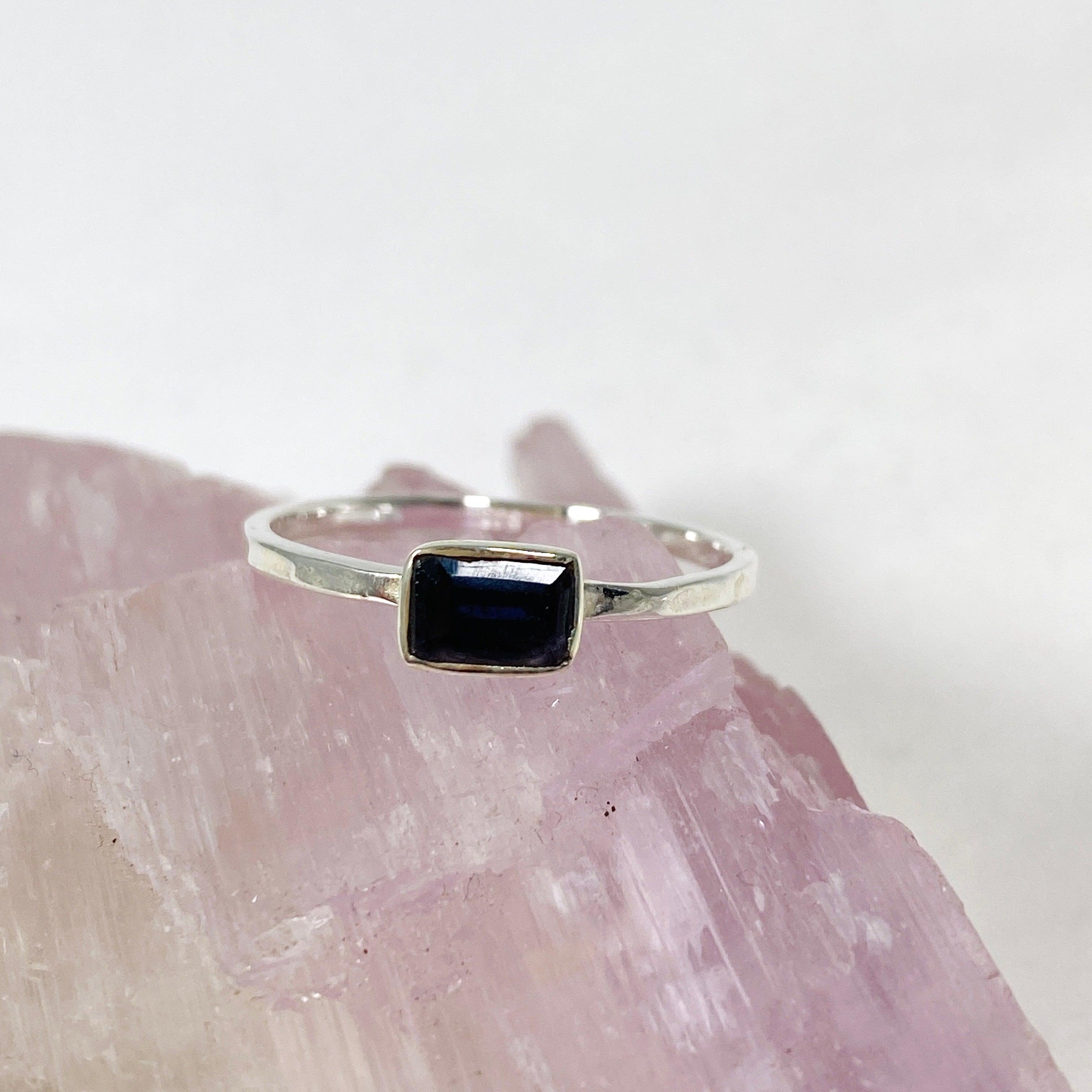Iolite Rectangular Faceted Fine Band Ring R3793 IOL - Elegant Gemstone Jewelry for Women, Perfect for Weddings, Anniversaries & Special Occasions