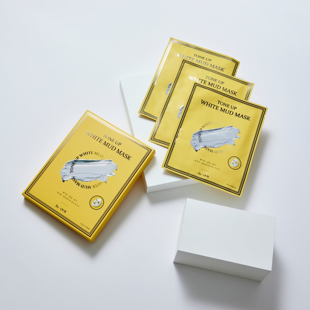 BY_OUR Brightening White Mud Mask - 1 Box (13g x 3) for Glowing Skin | Deep Cleansing & Pore Minimizing Facial Treatment | Perfect for Spa Nights & Self-Care Routines