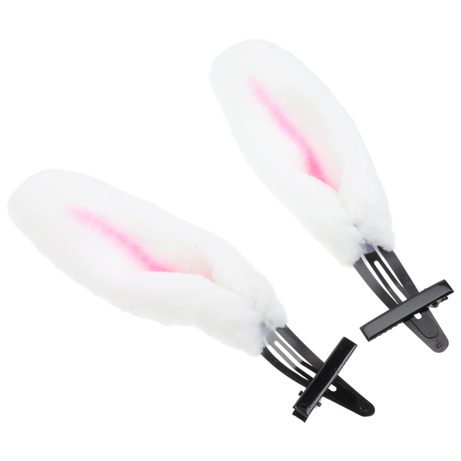 Amosfun Easter Bunny Ear Hair Clips - 1 Pair Fluffy Plush Rabbit Ears Hairpins for Lolita Fashion, Spring Easter Party, Cosplay & Holiday Decorations | Cute Furry Headwear for Women & Girls