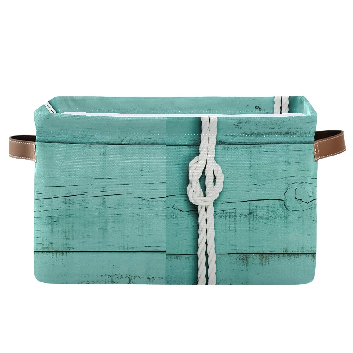 Teal Wood Square Storage Basket - Canvas Storage Bin Organizer for Closet, Shelf, Home & Office - 1 Piece | Perfect for Organizing Toys, Books, and Home Decor