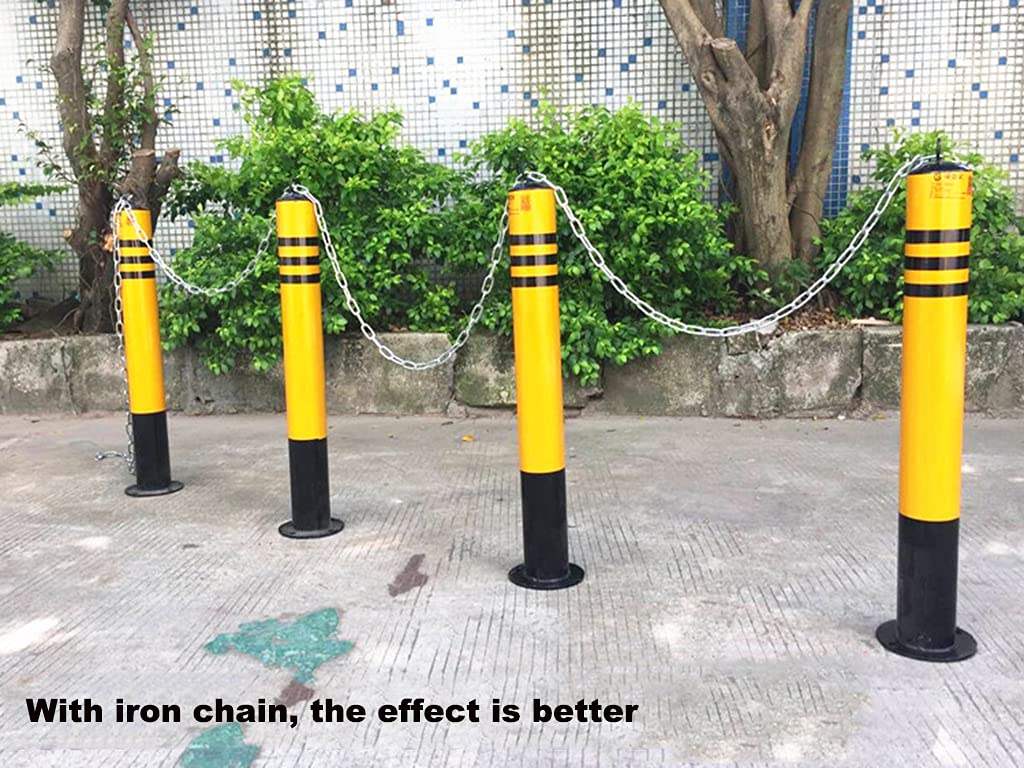 2X Heavy Duty Driveway Safety Barriers with Lock & 3m Chain - Reflective Parking Bollards & Security Posts for Driveways, Parking Lots & Private Roads - Ideal for Home Security, Traffic Control & Property Protection