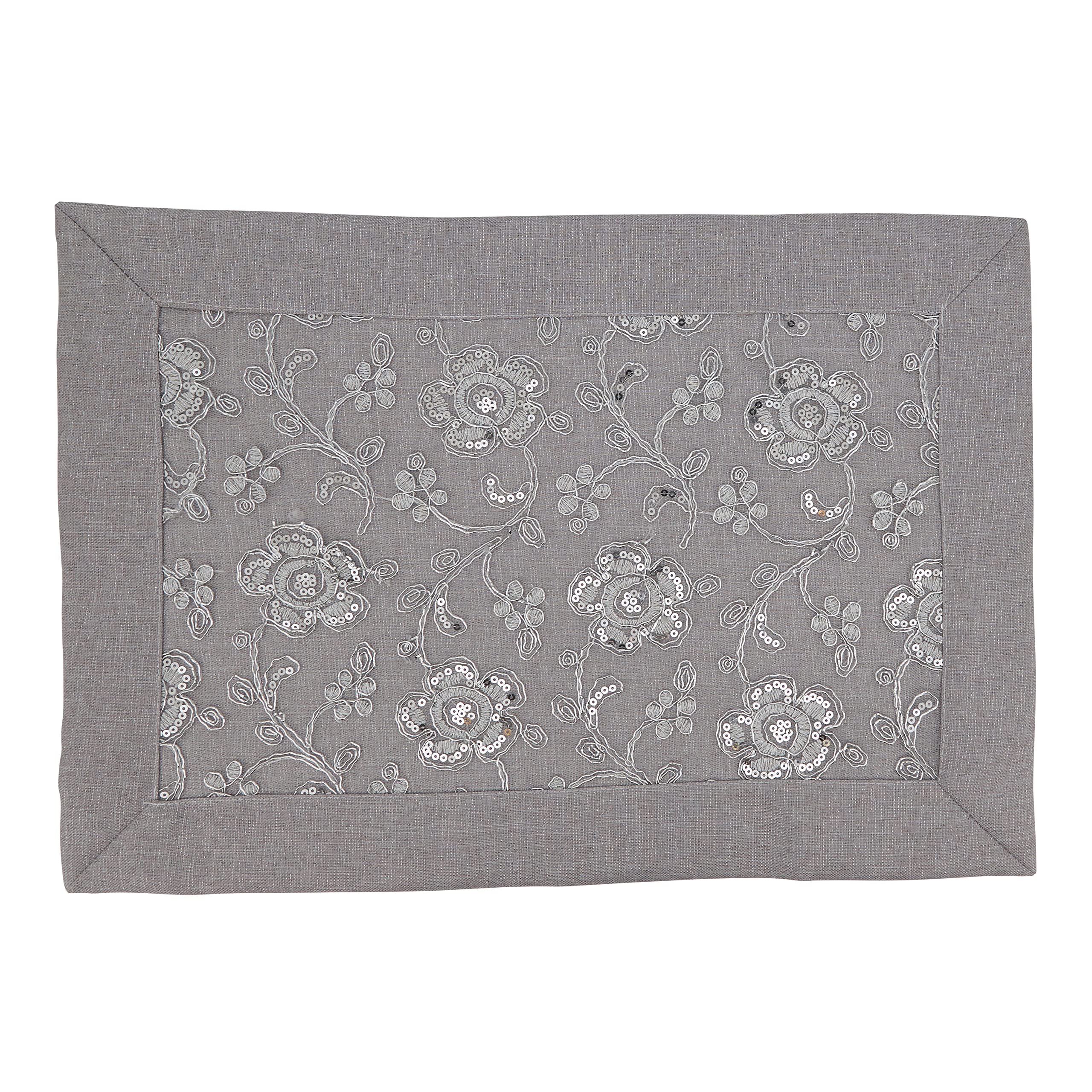 Floral Embroidered Cotton Placemats Set of 4 - Elegant Table Decor for Dining Room, Kitchen, and Special Occasions