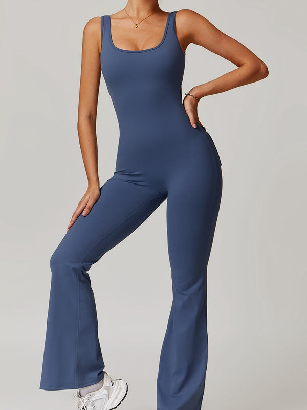 ZASUWA Women's Sexy Cutout Pocket Flare Cargo Jumpsuit - Stylish Booty Lifting Romper for Night Out & Streetwear Fashion