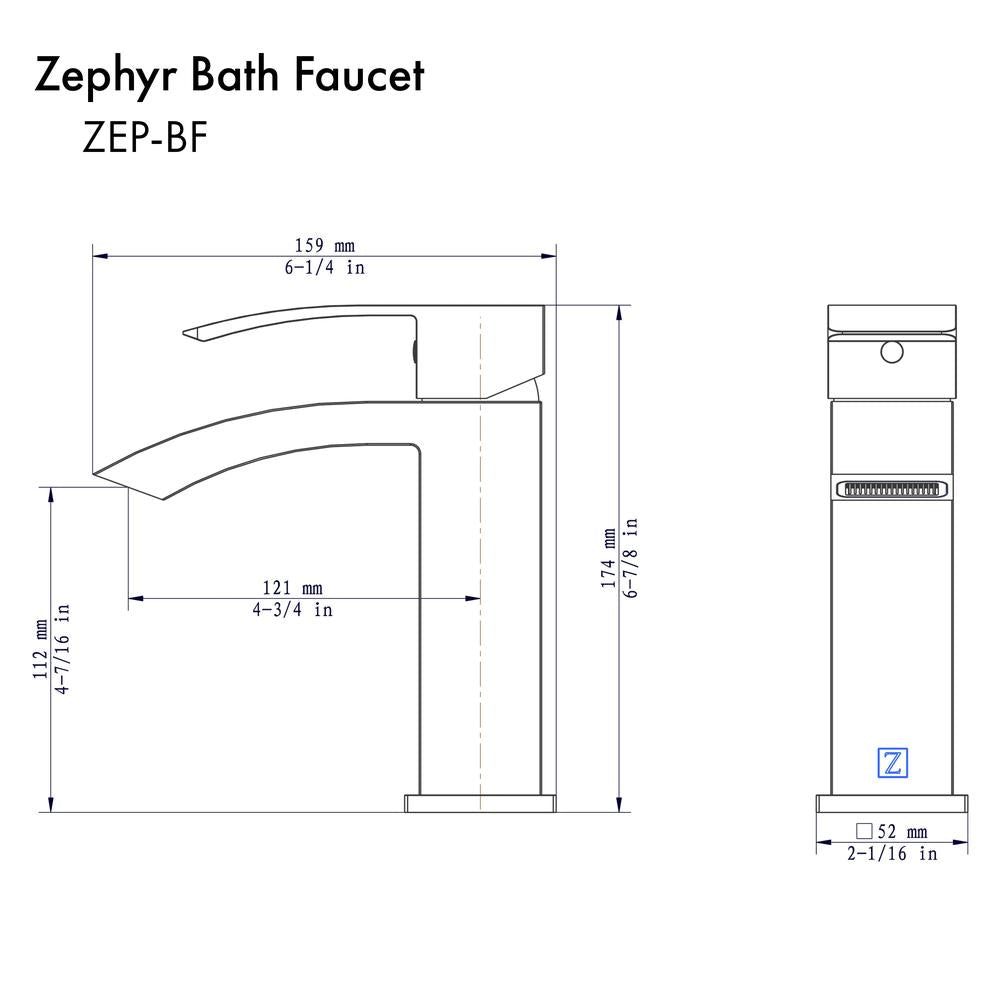 ZLINE Zephyr Matte Black Single Handle Bathroom Faucet - Modern Waterfall Spout Design for Bathroom Sink & Vanity (ZEP BF MB) | Perfect for Contemporary Home & Hotel Renovations