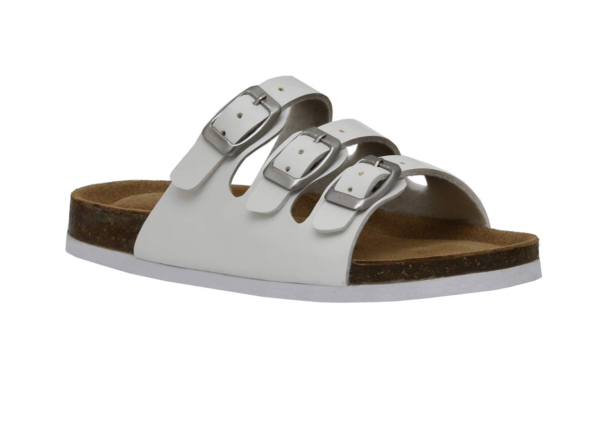 CUSHIONAIRE Kids Lela JR Cork Footbed Sandals - Comfortable & Supportive Sandals for Girls - Perfect for Beach, Pool, and Summer Outdoor Activities