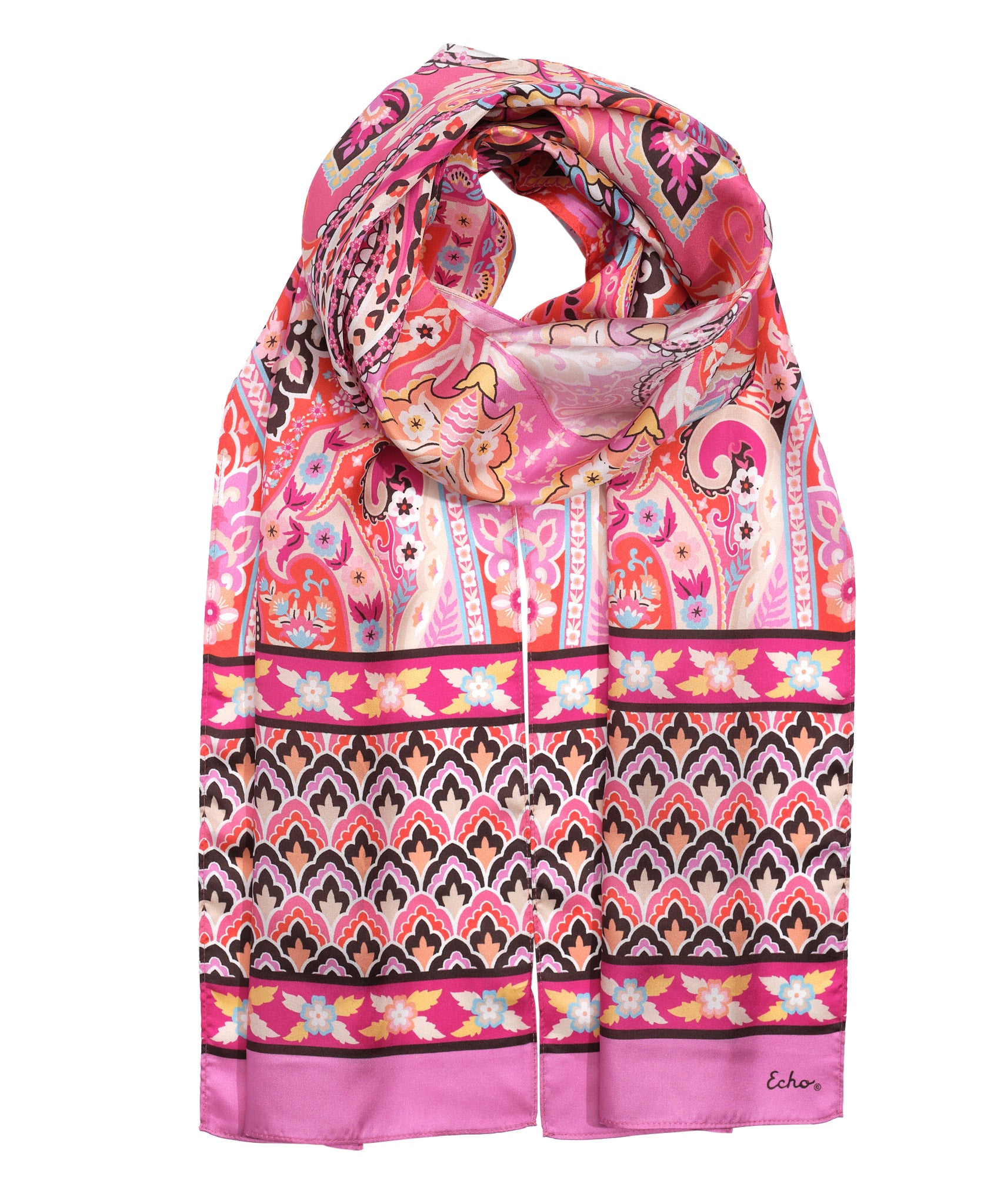 Stylish Mosaic Tile Paisley Silk Oblong Scarf - Elegant Fashion Accessory for Women, Perfect for Parties, Weddings & Special Occasions