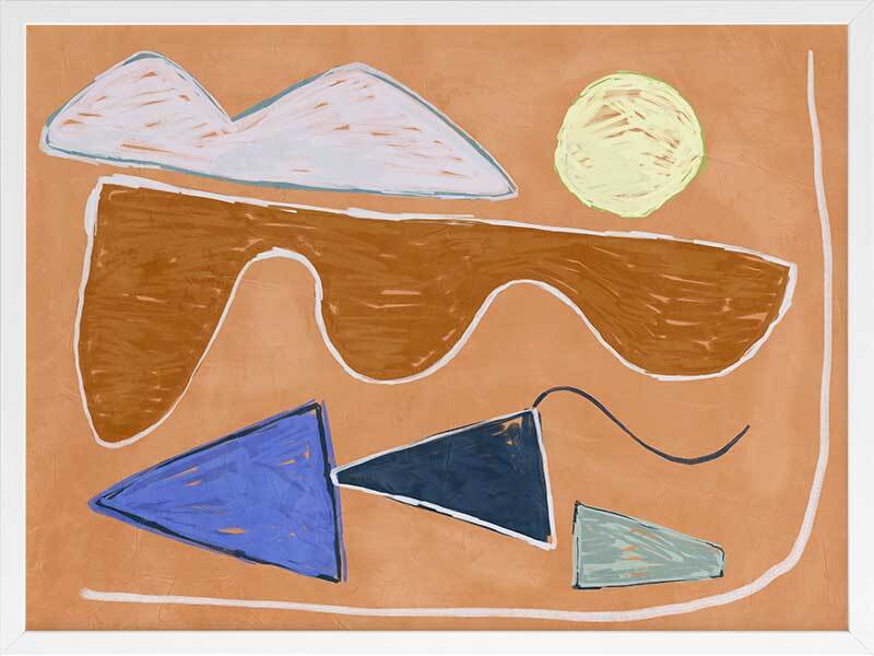Desert Geo II Framed Wall Art Print - Modern Abstract Landscape Painting for Living Room, Bedroom & Office Decor