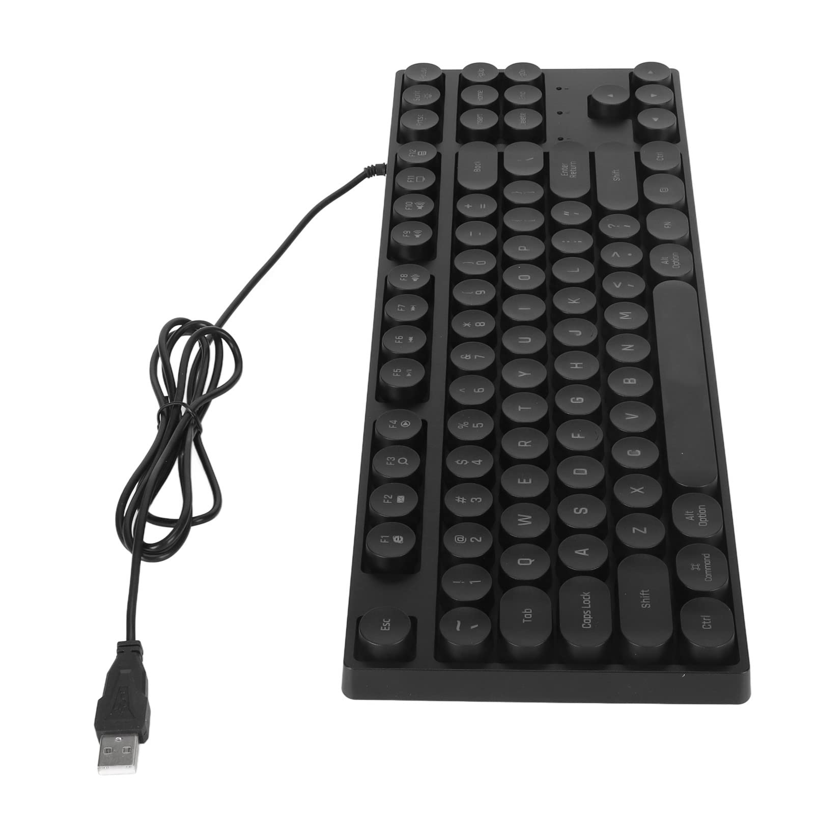 Haofy 87-Key Round Gaming Keyboard - Plug & Play Mechanical Keyboard for PC, Laptop, Dorm (Black) | Perfect for Esports, Typing & Office Work