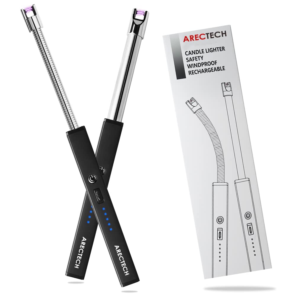 ARECTECH USB Rechargeable Flameless Lighter for Candles, Kitchen & Camping