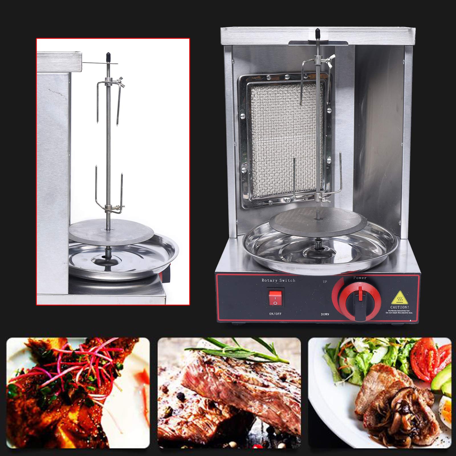 Commercial Stainless Steel Vertical Rotating LPG Gas Doner Kebab Machine - Heavy Duty Shawarma Grill Oven for Smokeless BBQ & Meat Roasting | Perfect for Restaurants, Food Trucks, and Home Kitchens
