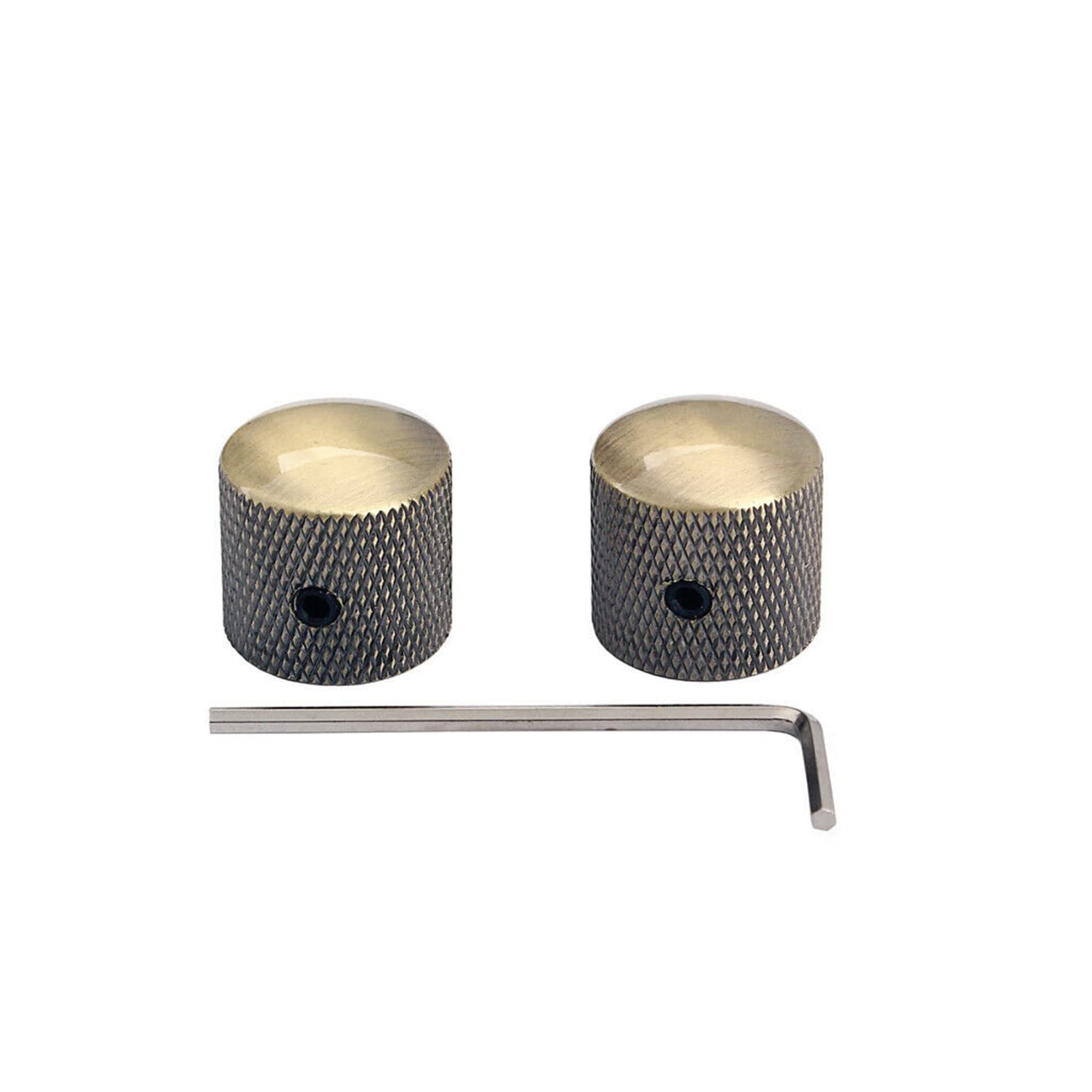 2Pcs Bronze Electric Bass Guitar Knobs - Metal Volume & Tone Control Knob Caps with Wrench - Replacement Parts for Fender, Gibson, Ibanez Bass Guitars - Perfect for DIY Guitar Repair & Customization