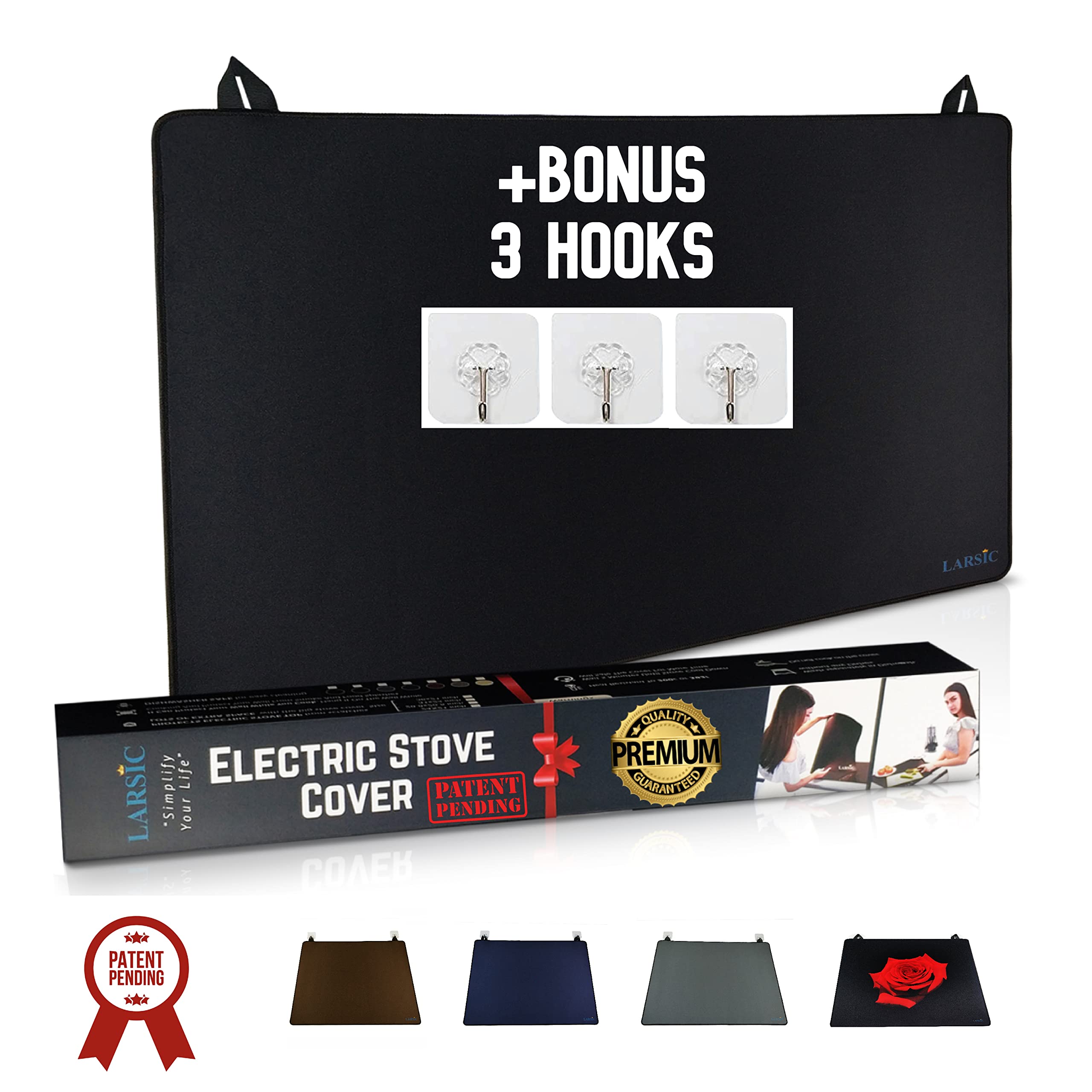 Larsic Stove Cover - 24x21 Inch Black Electric Stove Protector with Anti-Slip Coating | Waterproof & Foldable Stove Gap Cover | Prevents Scratches & Expands Counter Space | Perfect for Kitchen, Laundry Room & RV Use