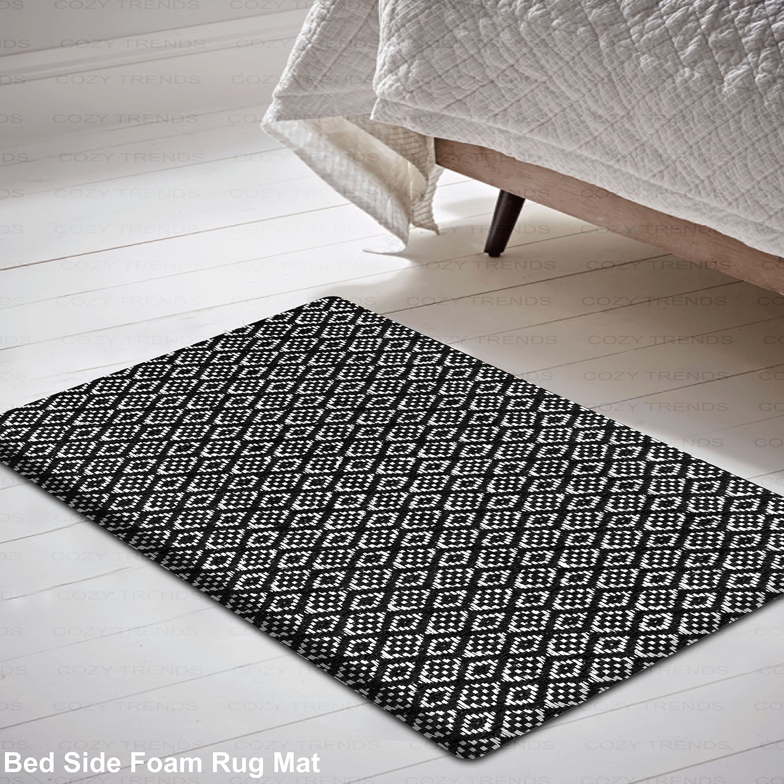 Anti-Fatigue Kitchen Mat with Cushioned Comfort, Waterproof Non-Slip Heavy Duty Foam Rug for Kitchen, Floor, Home, Office, Sink, Laundry, and Standing Desk (Black, 18''x30'')