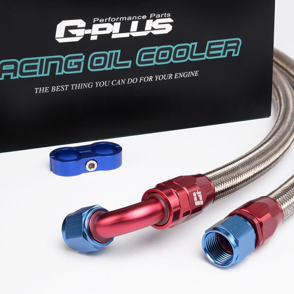 Universal 15 Row AN10-10AN Aluminum Engine & Transmission Oil Cooler Kit with Oil Hose End Fittings - High Performance Cooling for Racing, Off-Road & Heavy-Duty Vehicles
