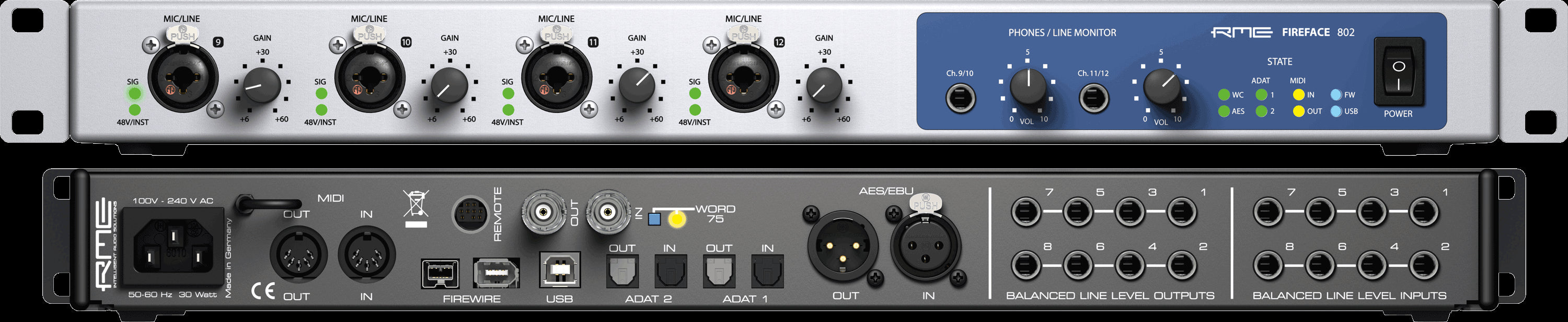 Fireface 802 Audio Interface - High-Quality USB 3.0 Recording Studio Equipment for Professional Music Production | Perfect for Home Studios, Podcasting & Live Performances