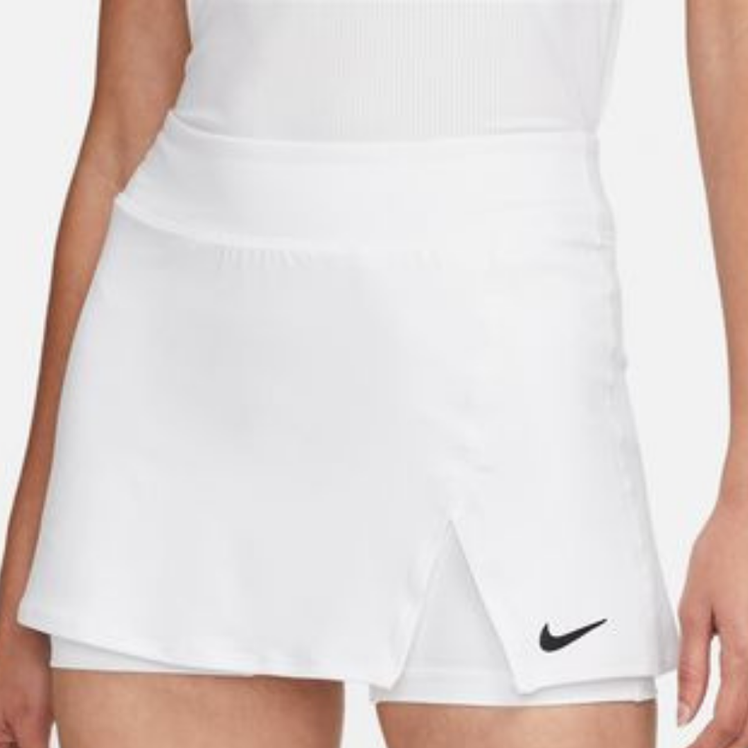 Nike Women's Court Dri-FIT Victory Tennis Skirt - White/Black - Moisture-Wicking & Breathable for Tennis, Golf & Active Wear