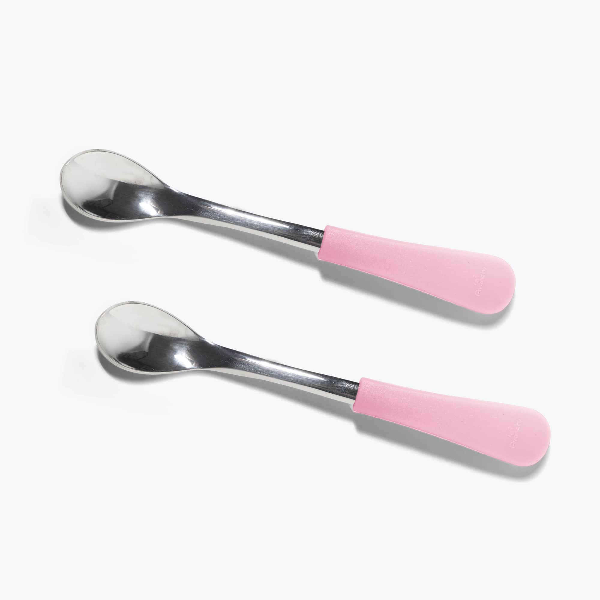 Avanchy Stainless Steel Baby Spoons for Infants & Toddlers - BPA-Free, Soft-Tip, 2-Pack (Pink) - Perfect for Baby-Led Weaning, First Foods & Travel Feeding