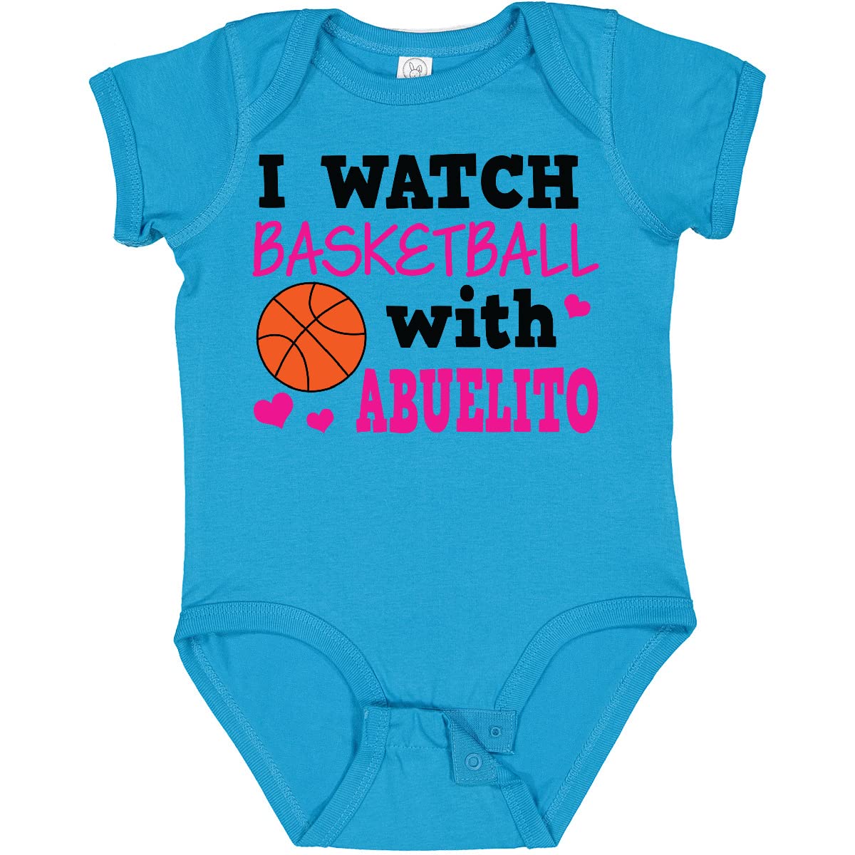 Inktastic I Watch Basketball with Abuelito Baby Bodysuit - Cute Hispanic Family Basketball Fan Outfit for Infants & Toddlers - Perfect for Game Day, Family Photos & Hispanic Heritage Month