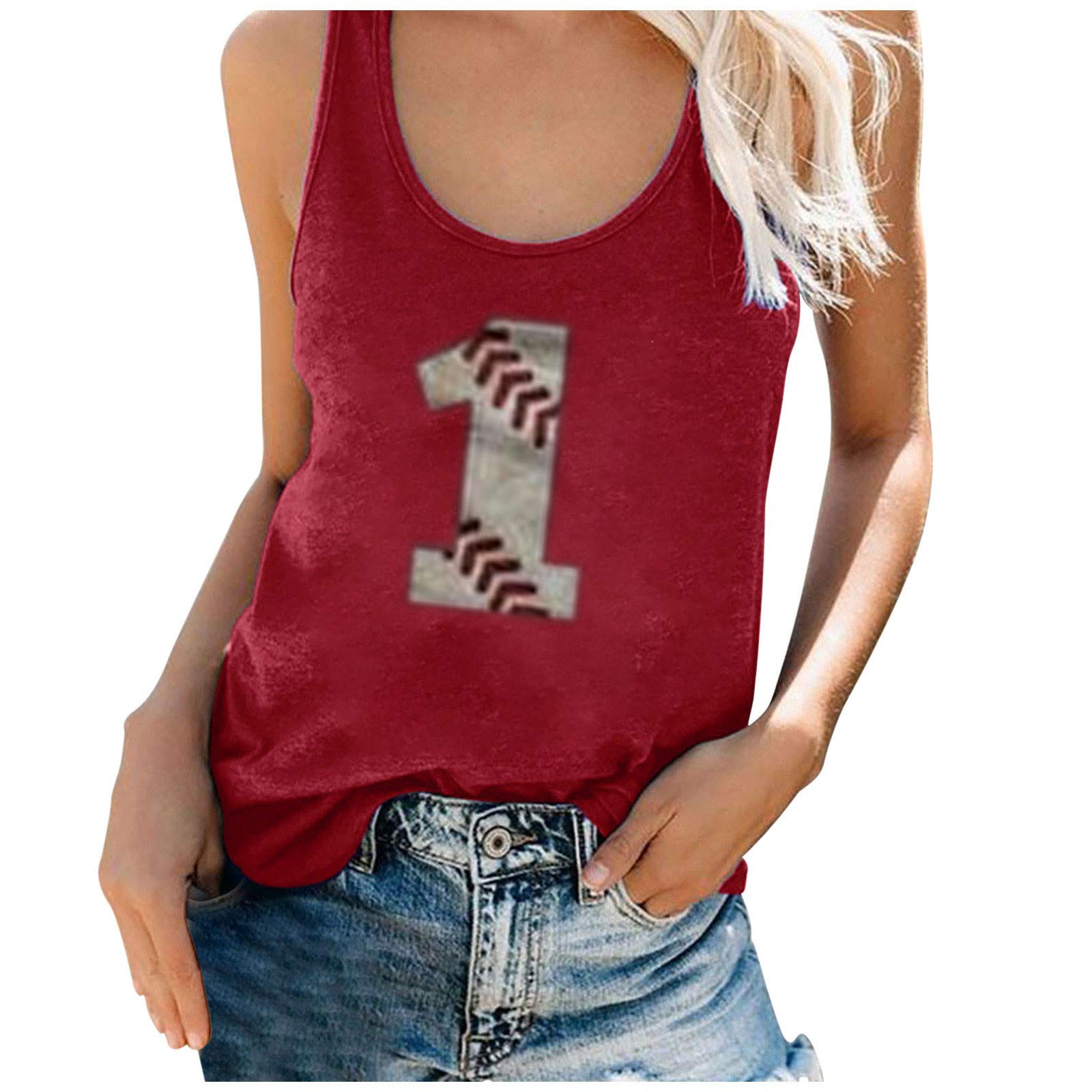 Women's Sleeveless Baseball Jersey Vest - Casual Loose Fit O-Neck Tank Top with Number Print | Perfect for Sports Events, Summer Outfits & Casual Wear