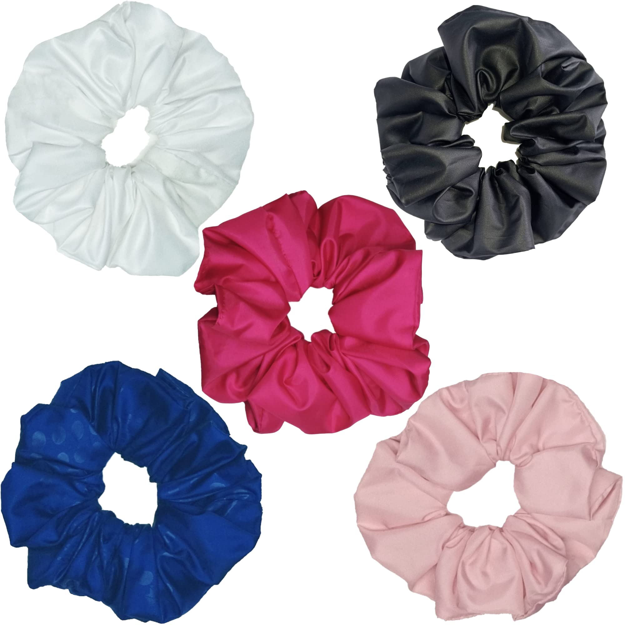 Waterproof Hair Scrunchies 5-Pack - Shiny White Elastic Hair Ties for Swimming, Workouts & Everyday Use