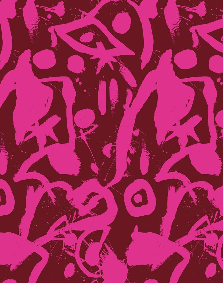 Chris Benz 'El Quijote' Wallpaper - Premium Magenta & Deep Red Floral Design for Living Room & Bedroom Decor