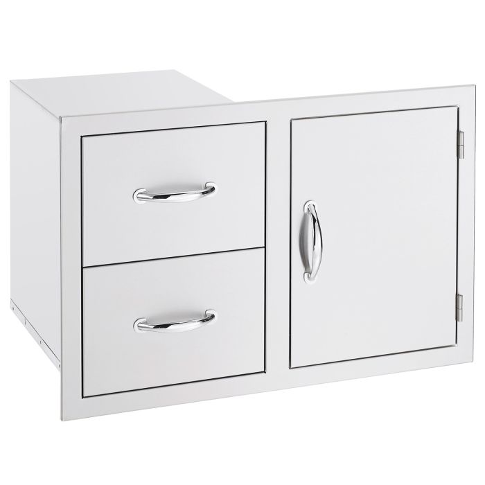 Summerset 33-Inch 2-Drawer & Access Door Combo Masonry Frame Return SSDC2 33M - Perfect for Outdoor Kitchens, BBQ Islands & Fireplace Surrounds