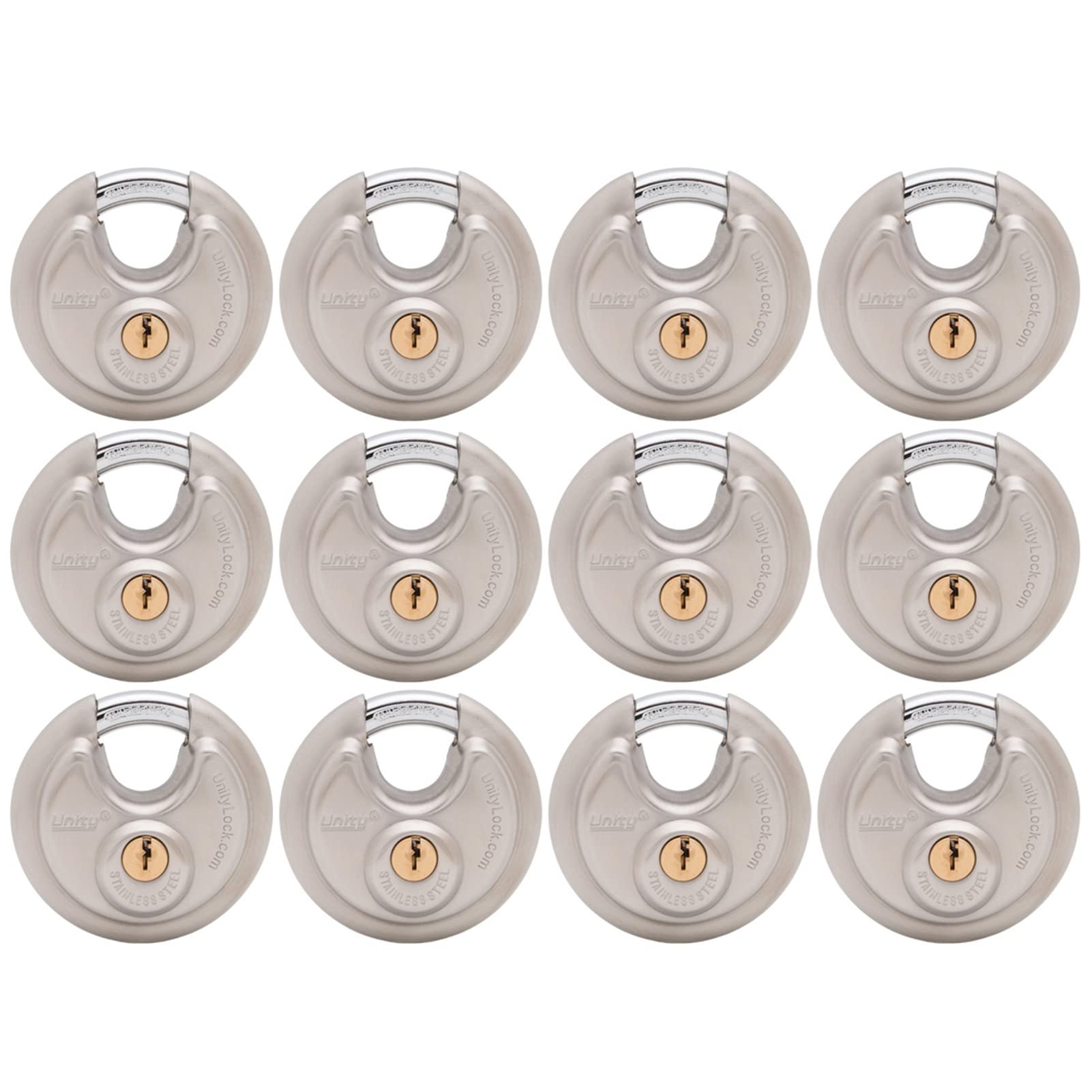 **Stainless Steel Disc Padlock 2 3/4'' (70mm) - Heavy Duty Round Disc Lock for Self Storage, Trailers, Trucks, Sheds, Fence & Containers | Outdoor Security Lock for Home & Commercial Use**