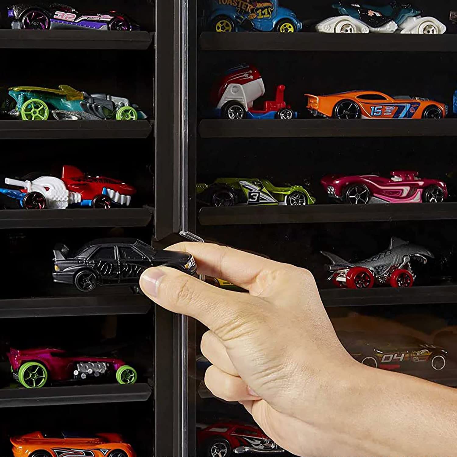 Hot Wheels 1:64 Scale Mercedes-Benz 190E Collectible Toy Car with Premium Display Case - Stores 50 Cars for High-End Collectors | Perfect for Showcase, Gifting & Home Decor