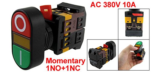 uxcell® ON-OFF START STOP Push Button Switch with LED Light Indicator - Momentary Red/Green Power Switch for Industrial Control Panels, Machinery, and DIY Electronics Projects